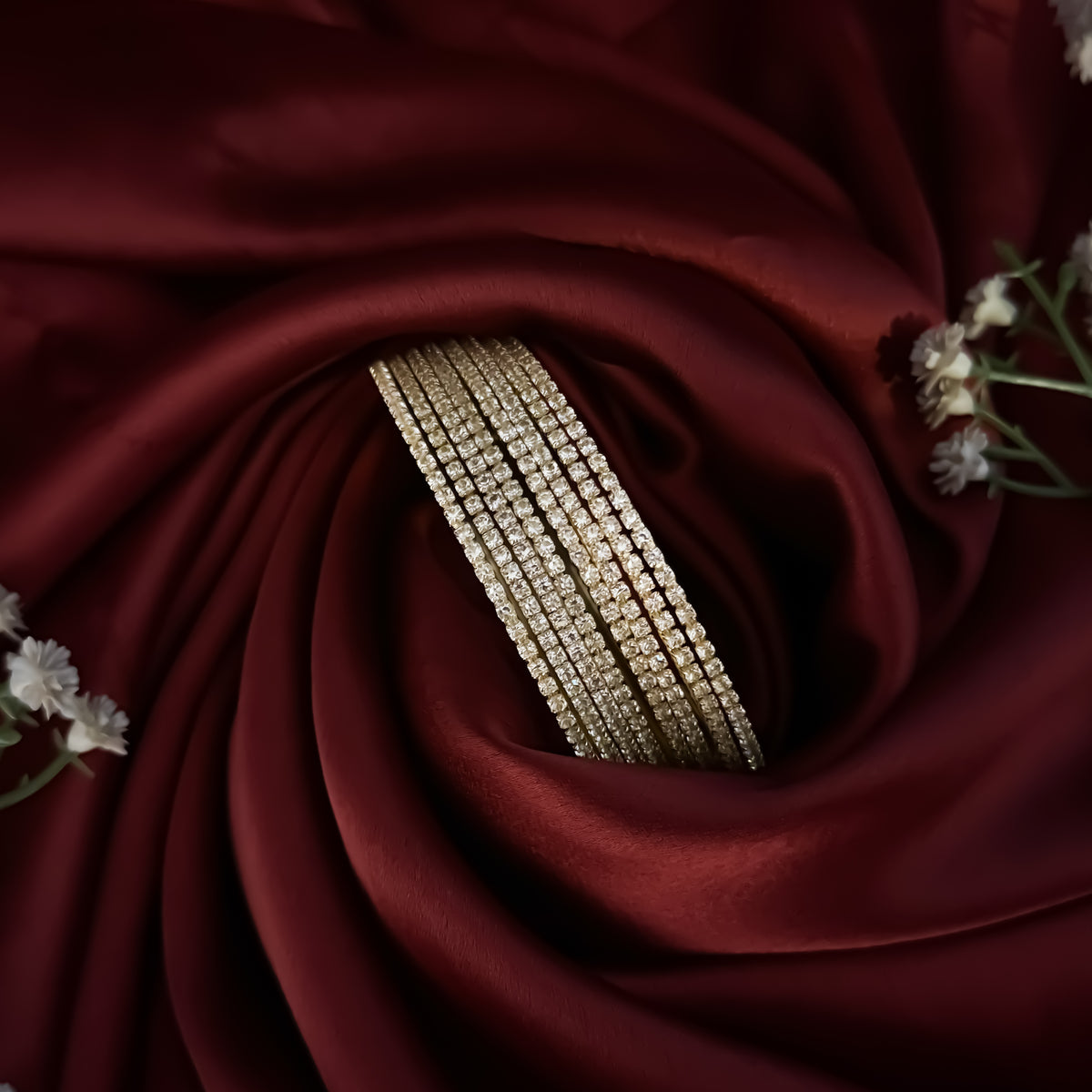 Golden Iraaya Premium AD Bangles (Set of 8)