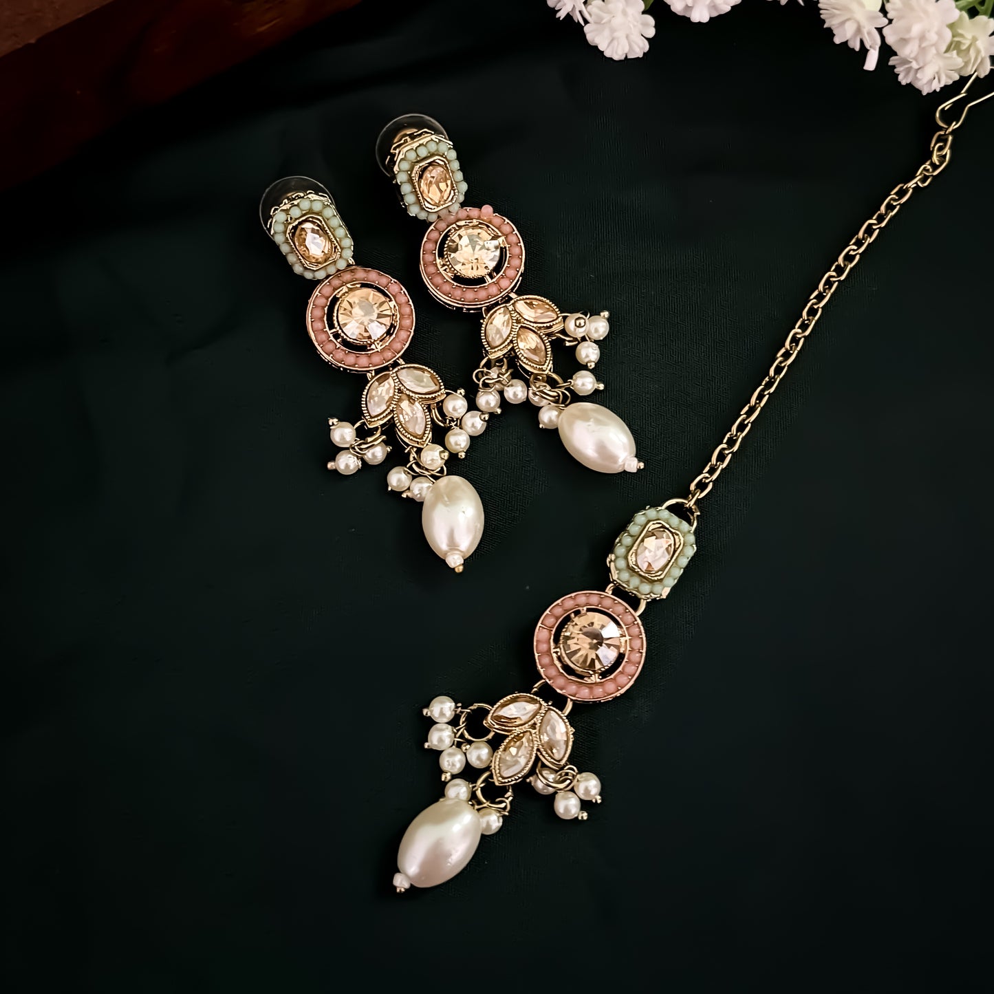 Mrunal Jadau Reverse AD Necklace Set - Multi