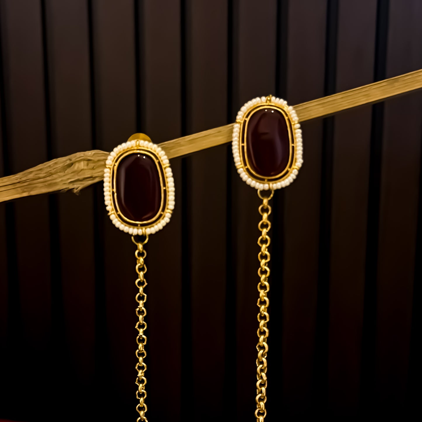Nia Premium Kashmiri Brass Dejhoor Earrings - Maroon