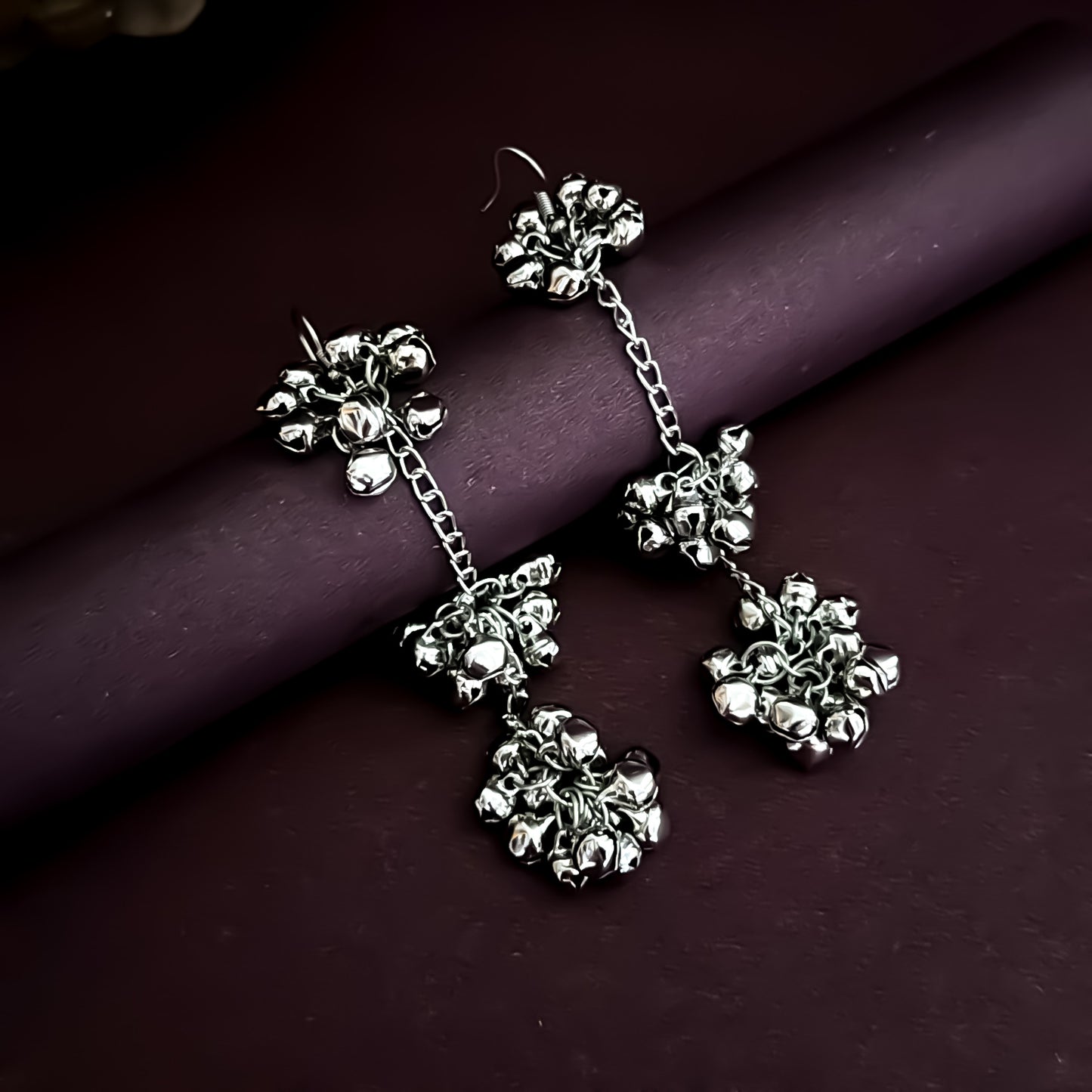 Silva Ghunghroo Drop Silver Earrings