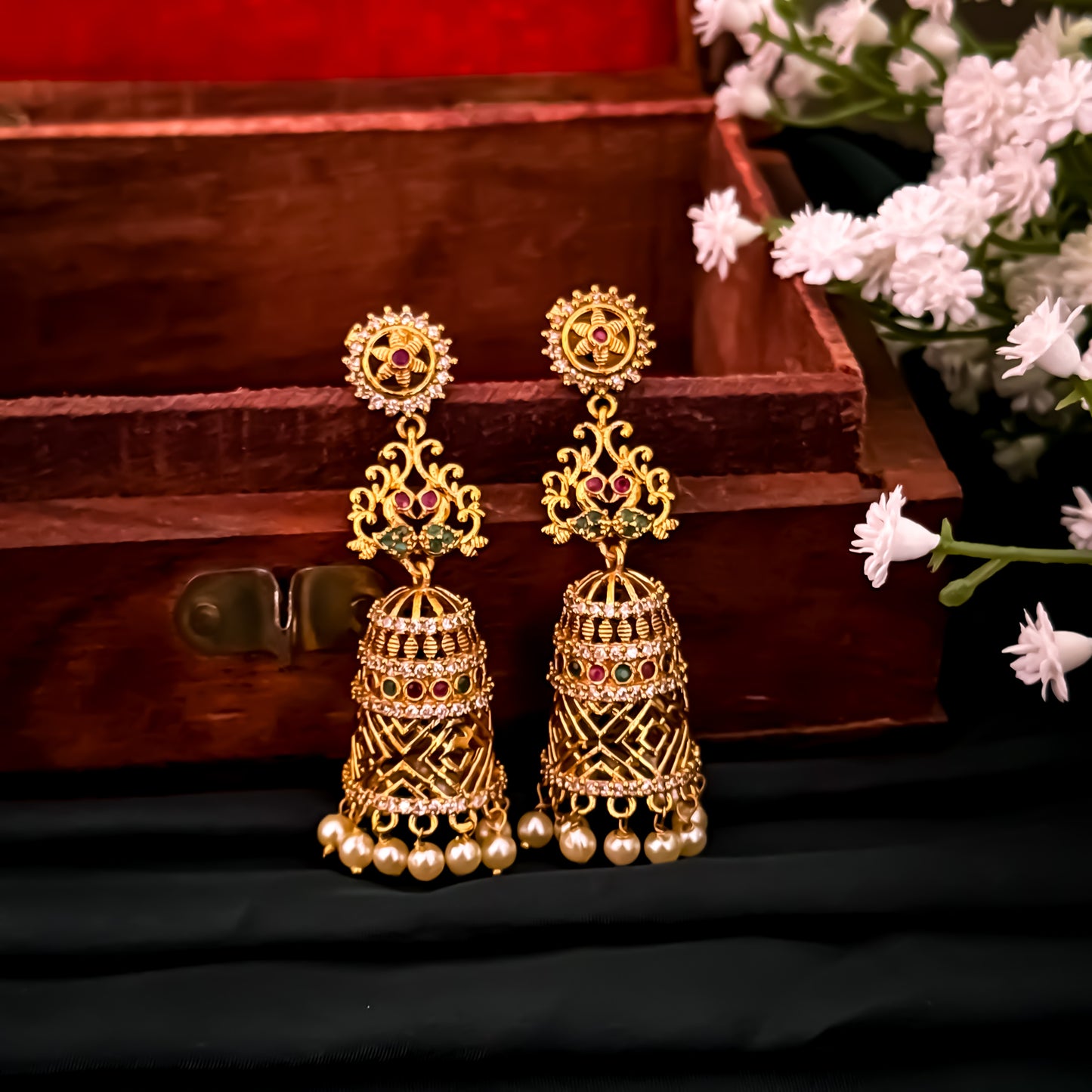 Hezal AD Jhumki Earrings