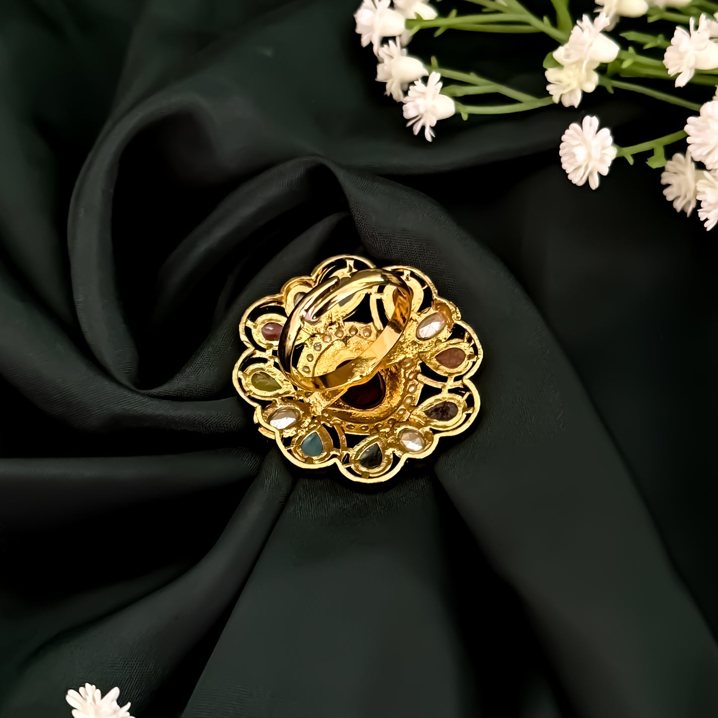 Aarushi Jadau Adjustable Ring- Multi