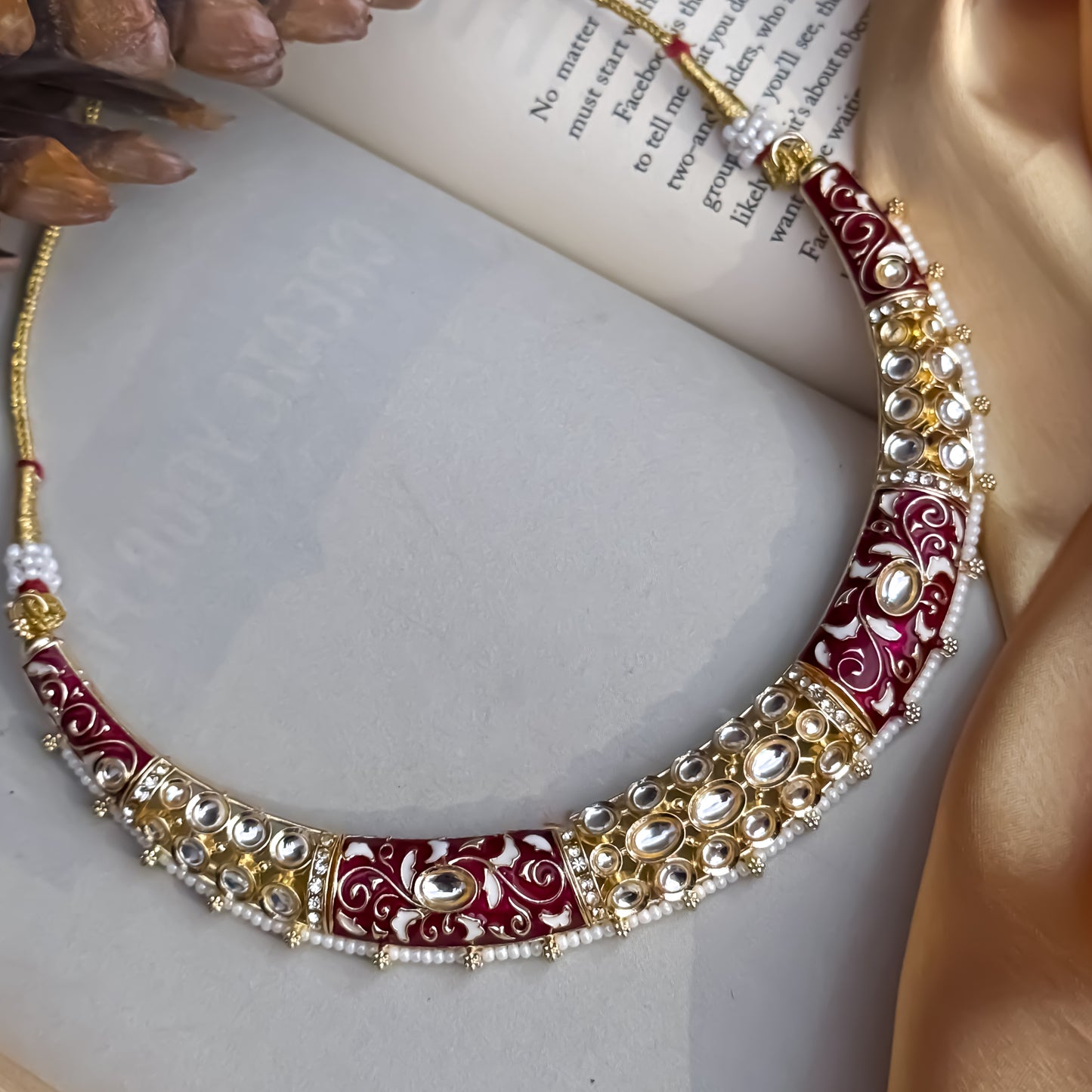 Malishka Meenakari Hasli Necklace Set - Purple