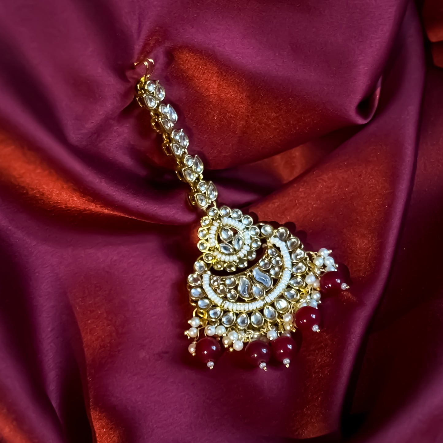 Sameera Premium Kundan Necklace Set - Maroon