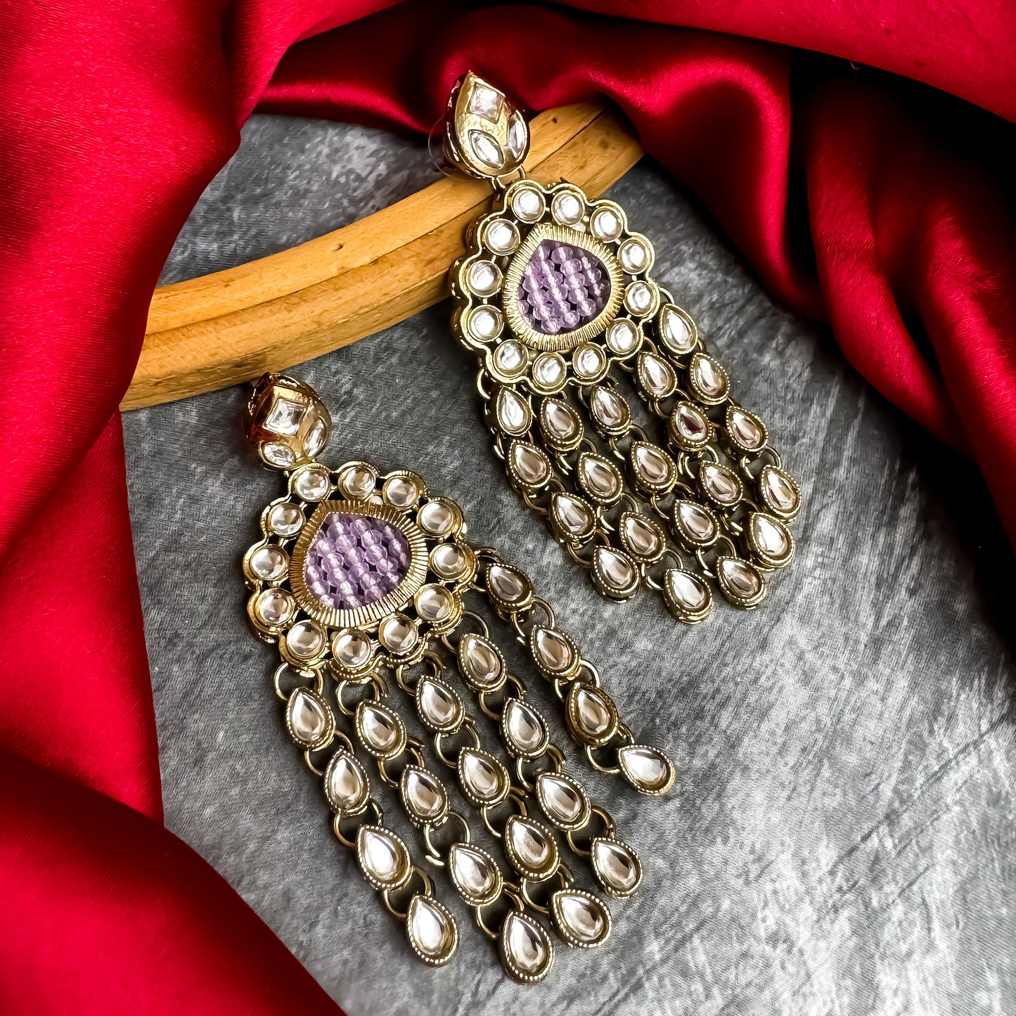 Darshana Chandbali Earrings- Lavender