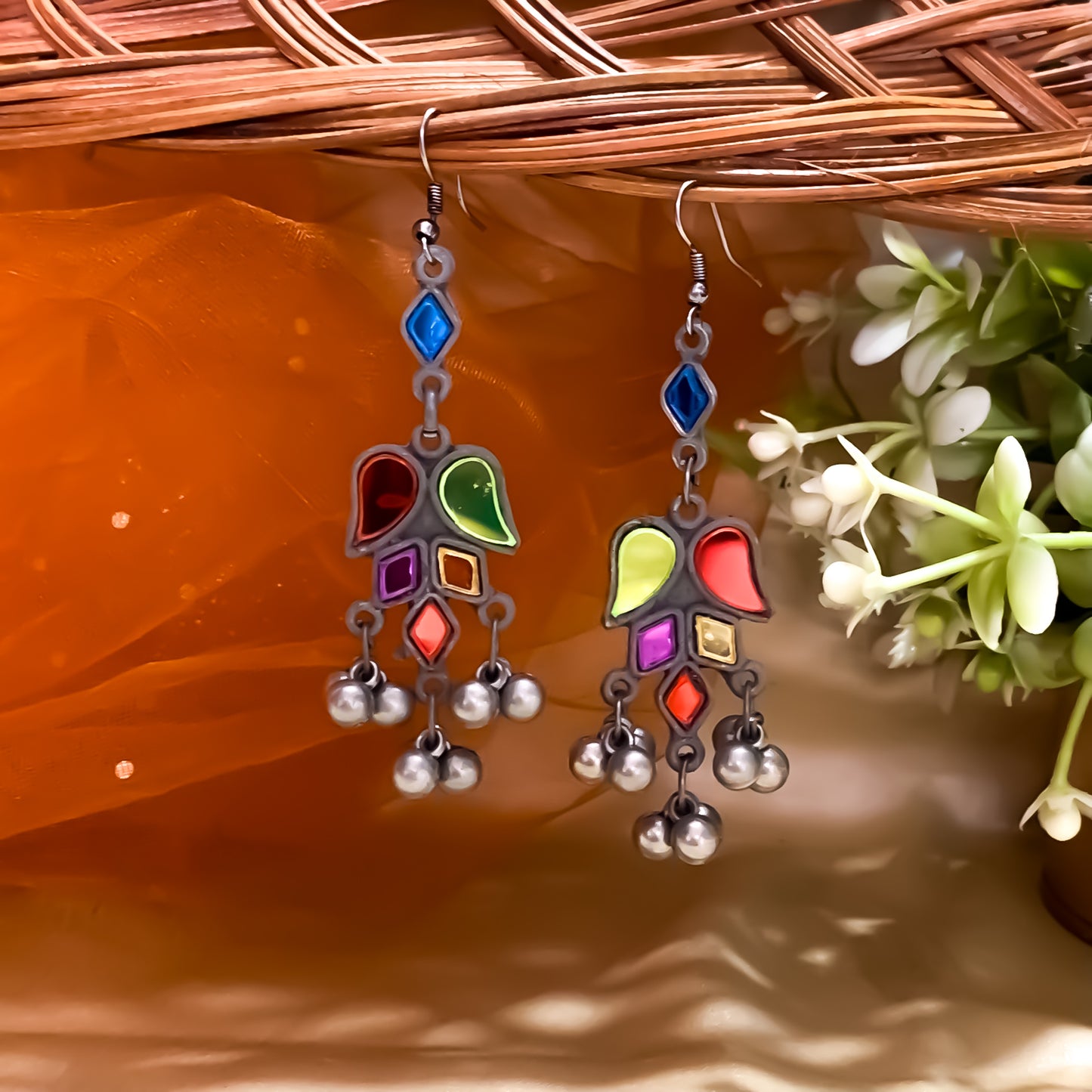 Kriti Afghani Vintage Mirror Earrings - Multi