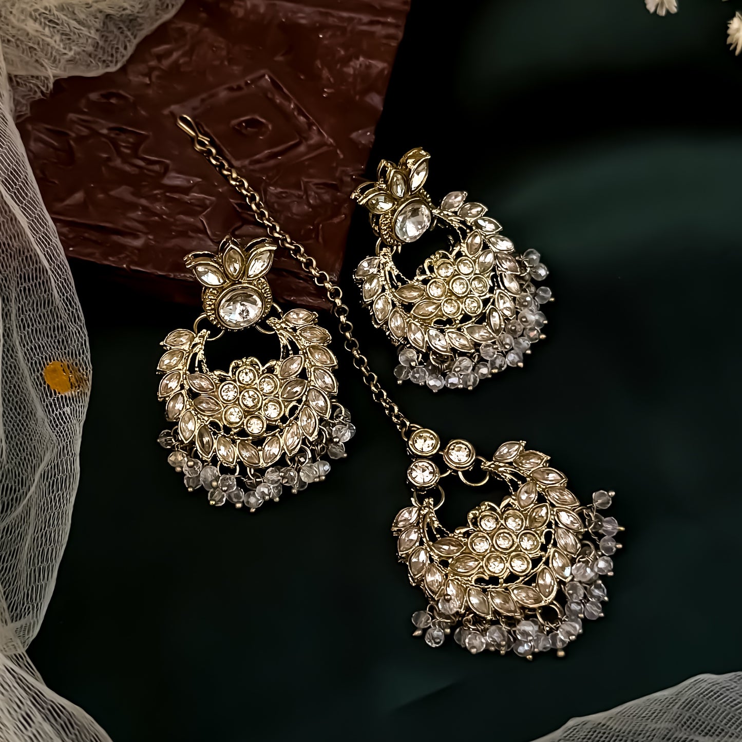 Harleen Premium Pearl Necklace Set - White