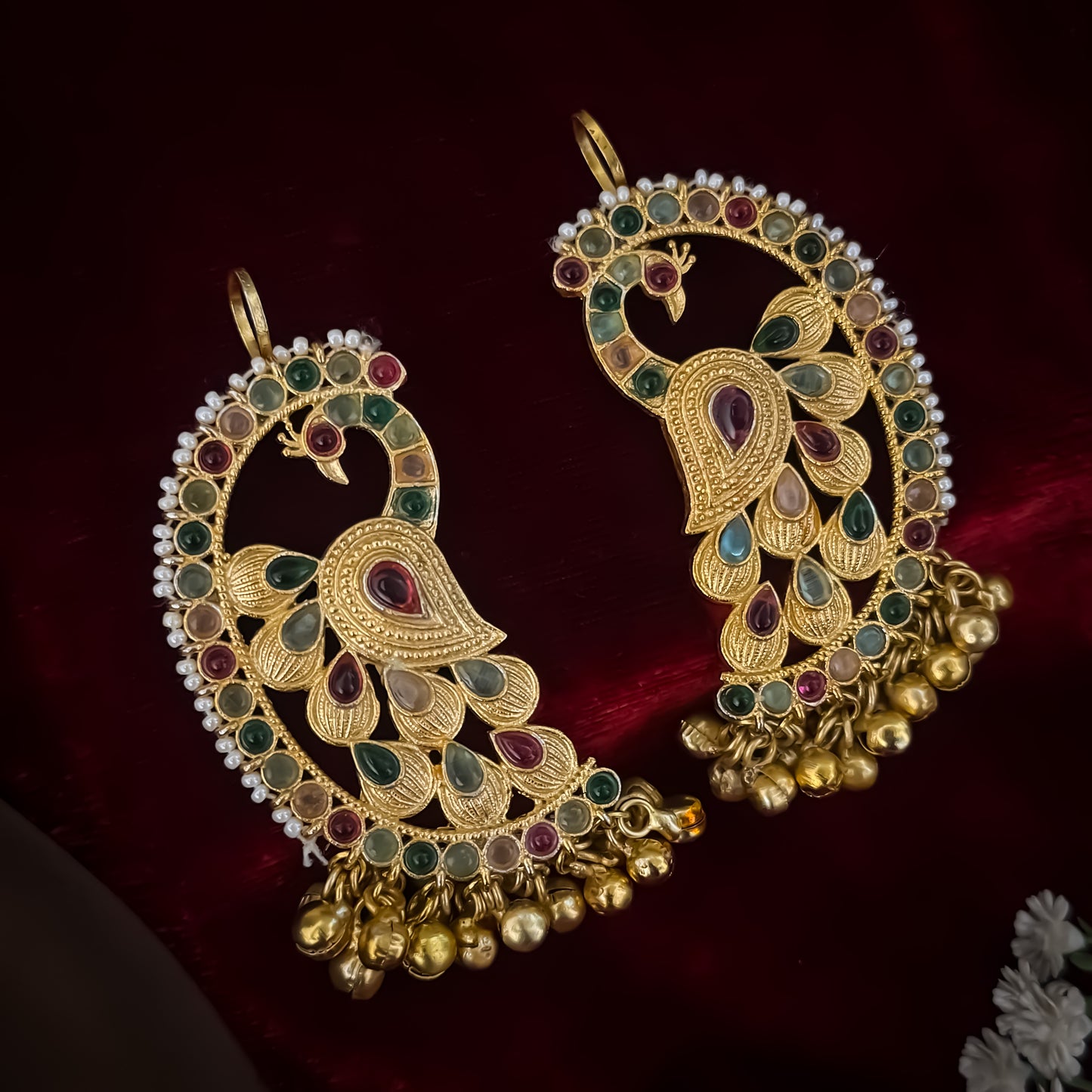 Shree Kashmiri Brass Earcuff Ghungroo Earrings - Multi