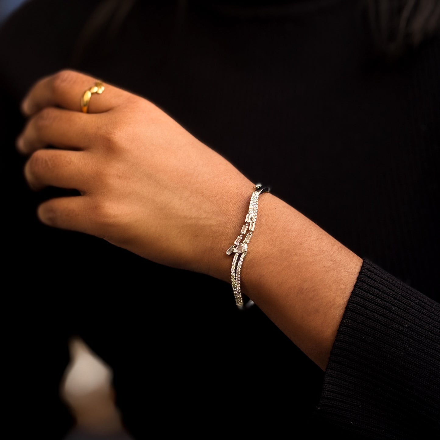 Gizelle Minimal American Diamond Bracelet - Silver