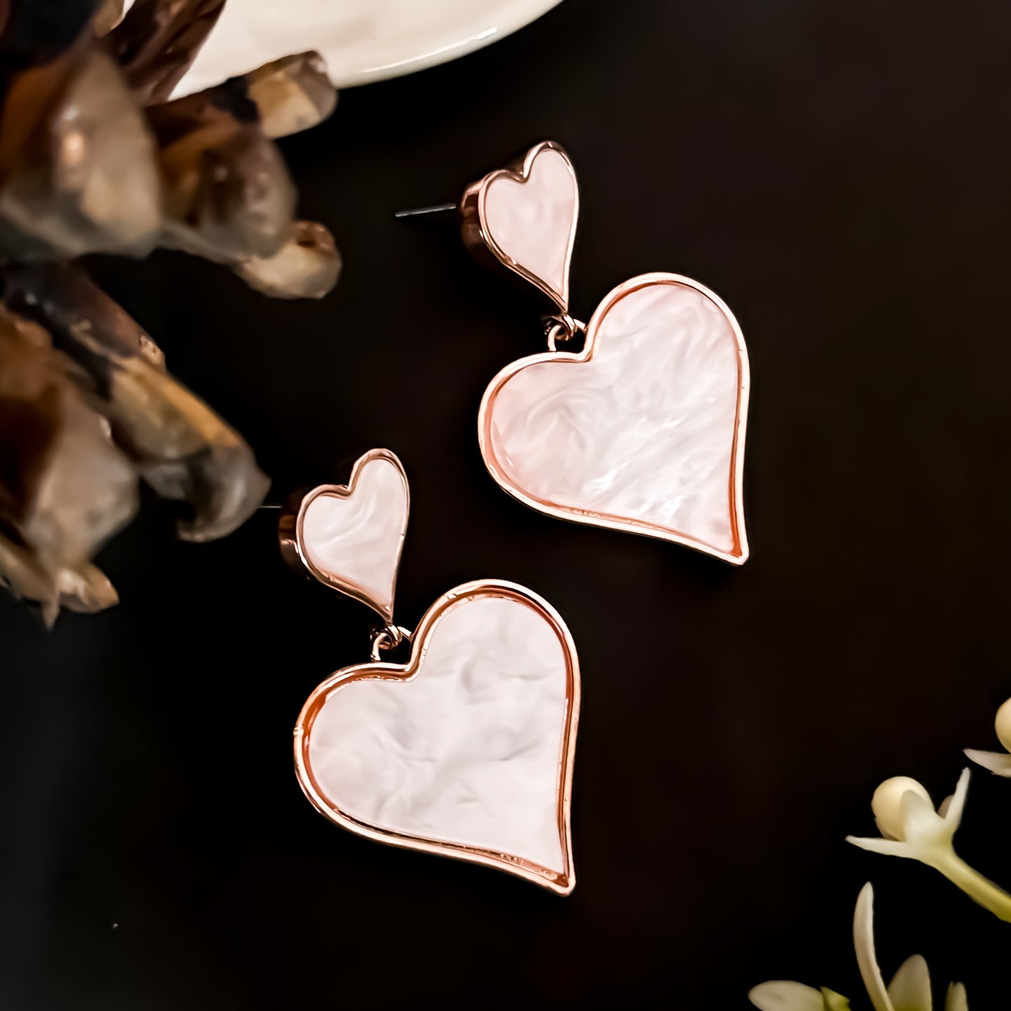 Double Heart Dangler Earrings