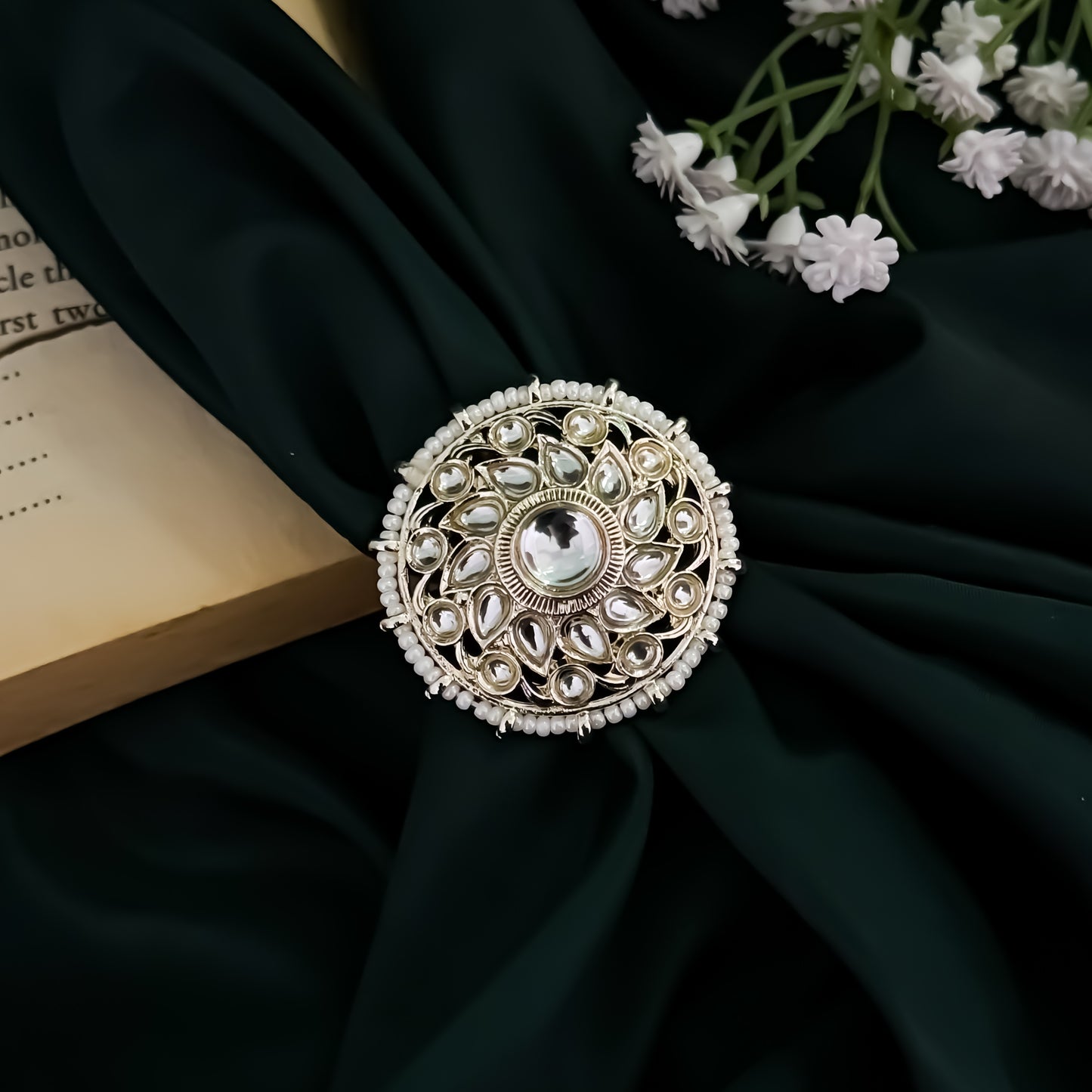 Aahira Dabi Kundan Adjustable Ring- Golden