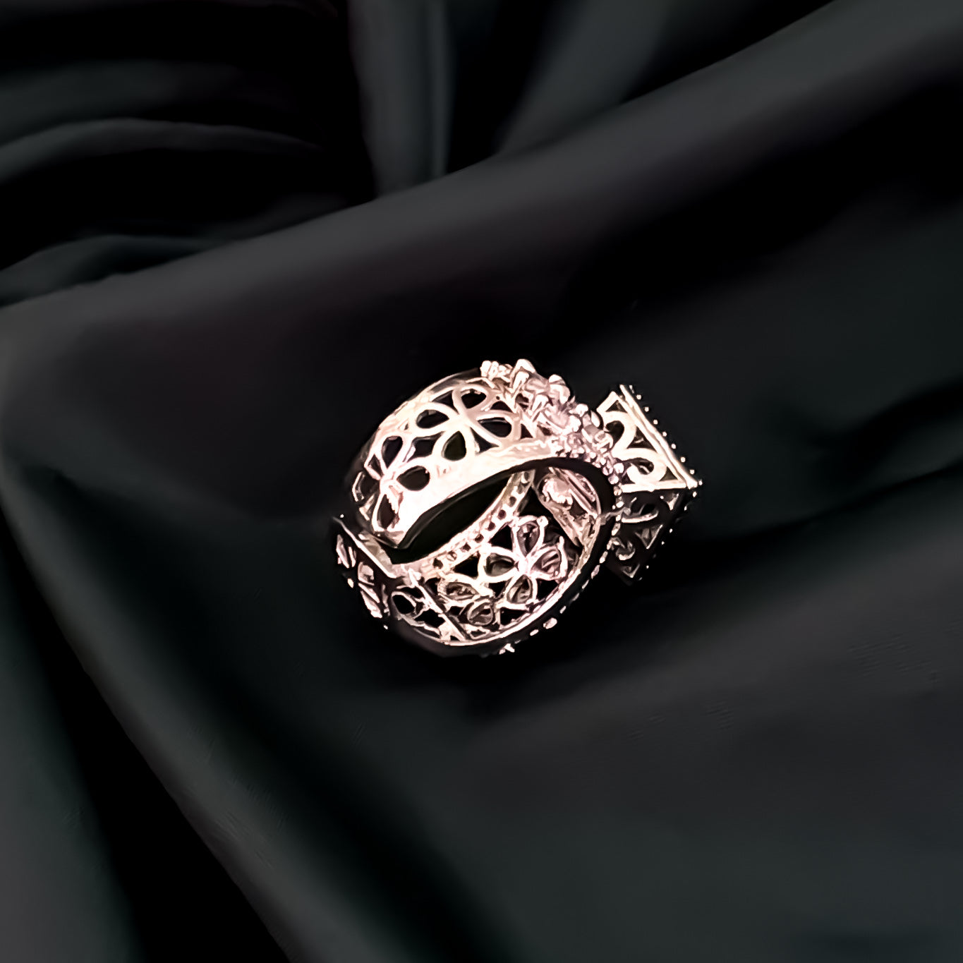 Say Yes American Diamond Silver Adjustable Ring