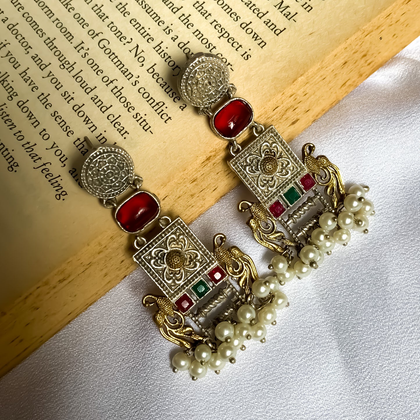 Nandini SLA Brass Earrings - Maroon