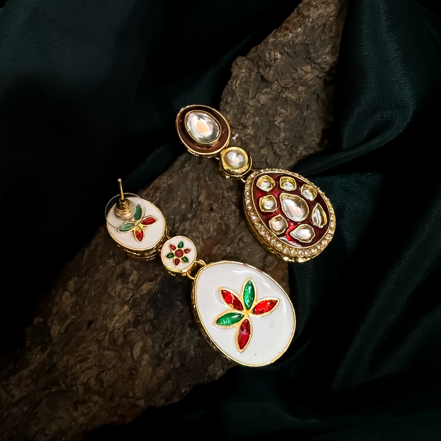 Kismat Kundan Earrings - Maroon