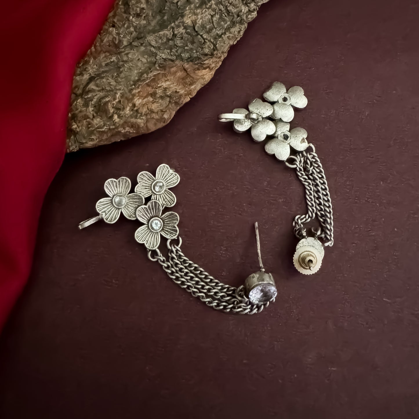 Hina Khan Inspired Earcuff Earrings-Zircon White