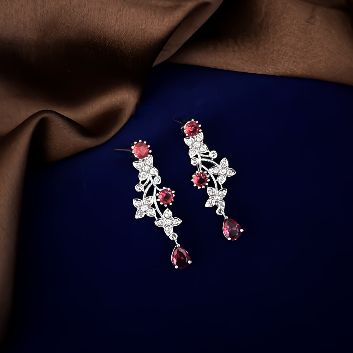Ruby Red Elsa American Diamond Necklace Set