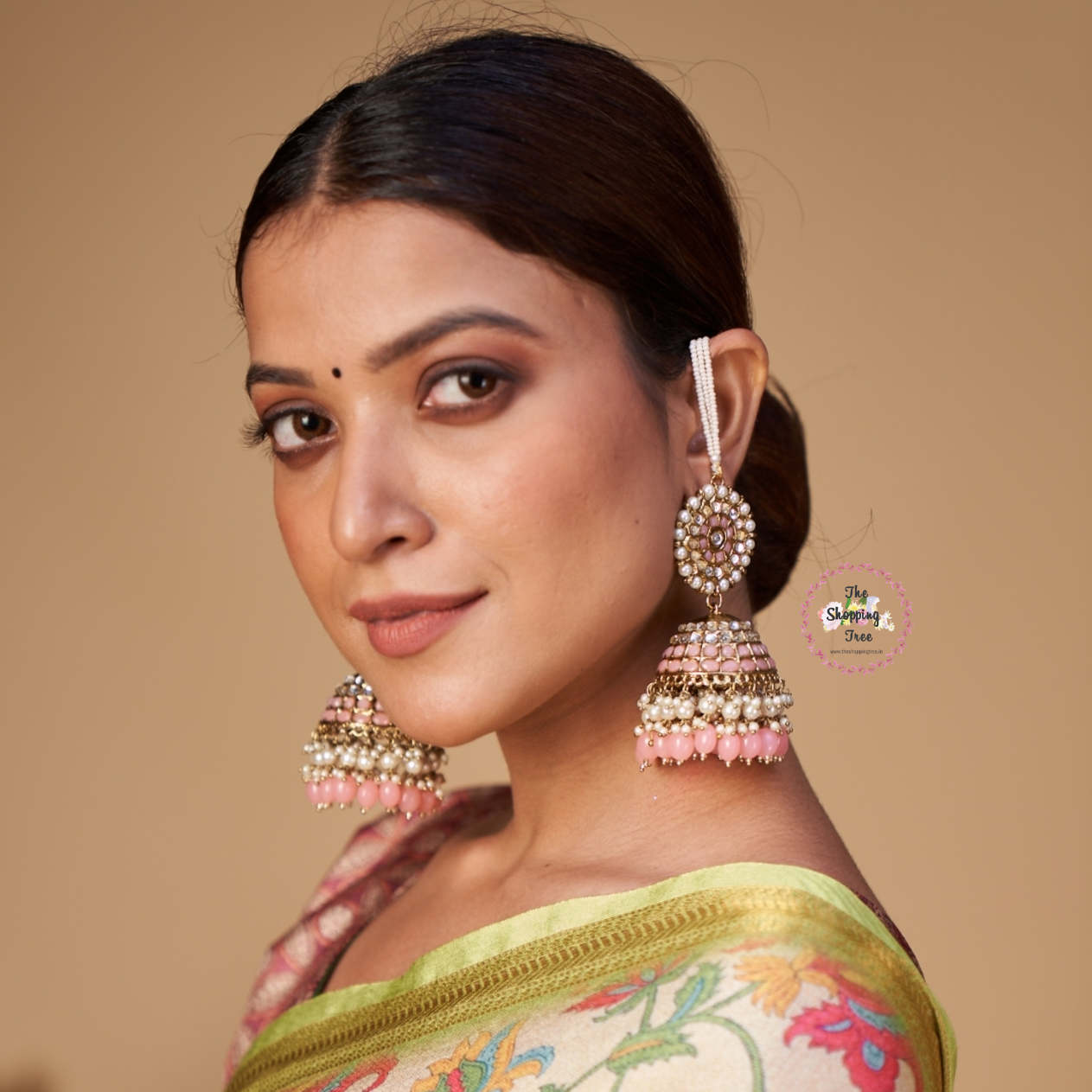 Amanat Statement Jhumka Earrings - Baby Pink