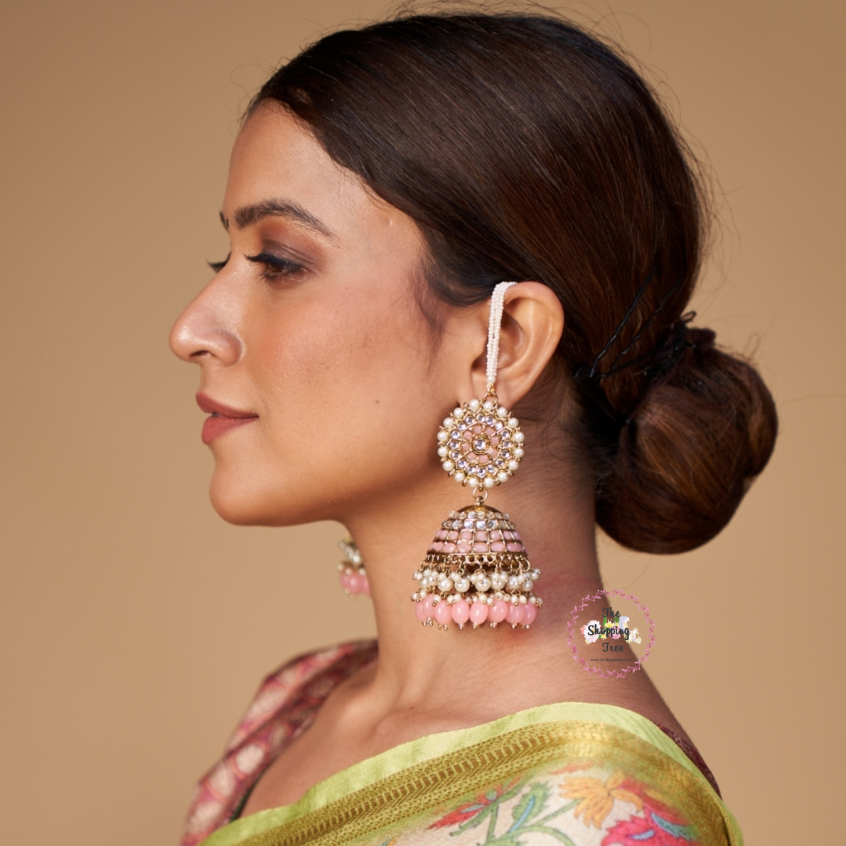 Amanat Statement Jhumka Earrings - Baby Pink