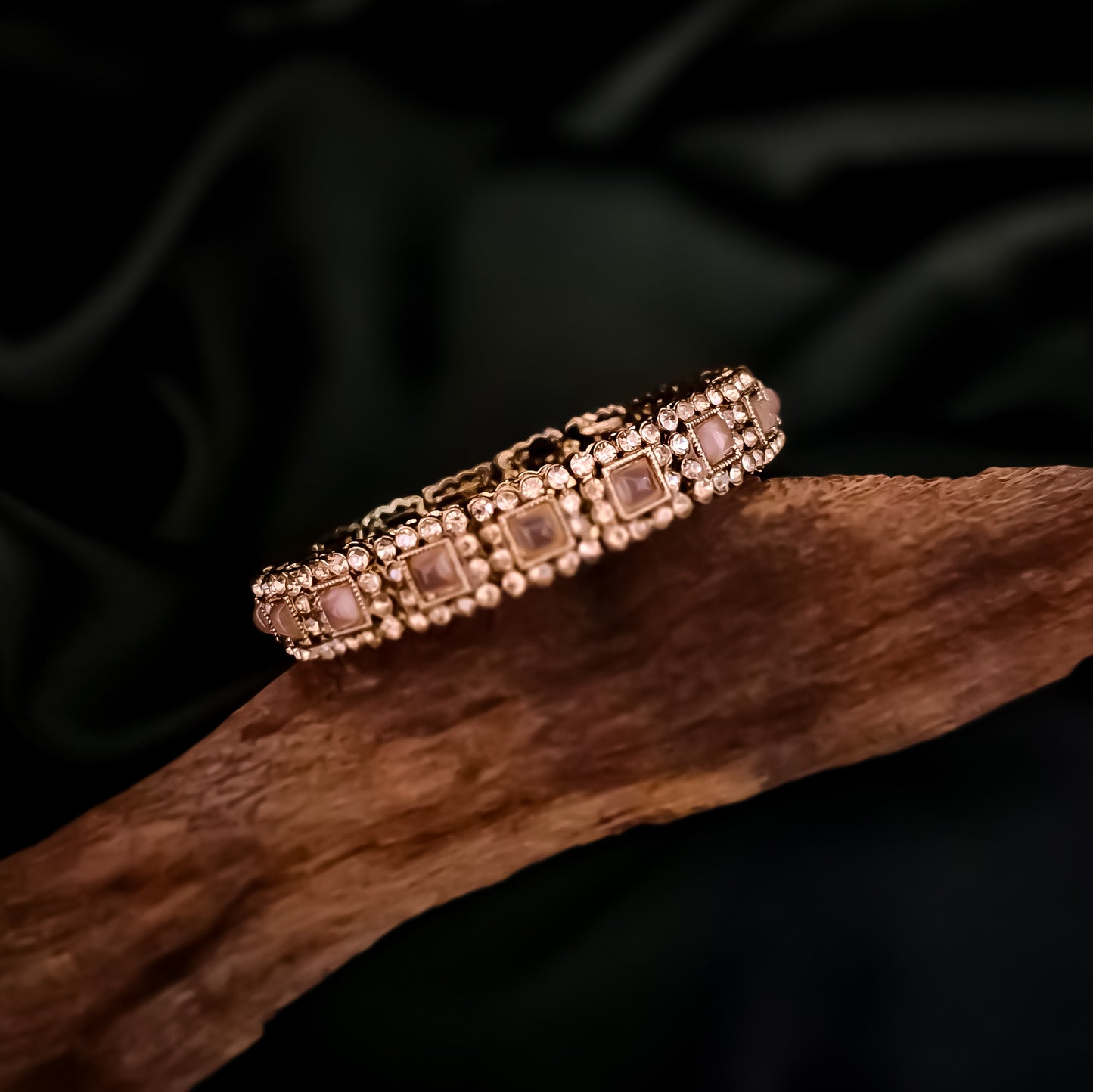 Manvika Kundan Openable Bangle/Kada - Pastel Pink