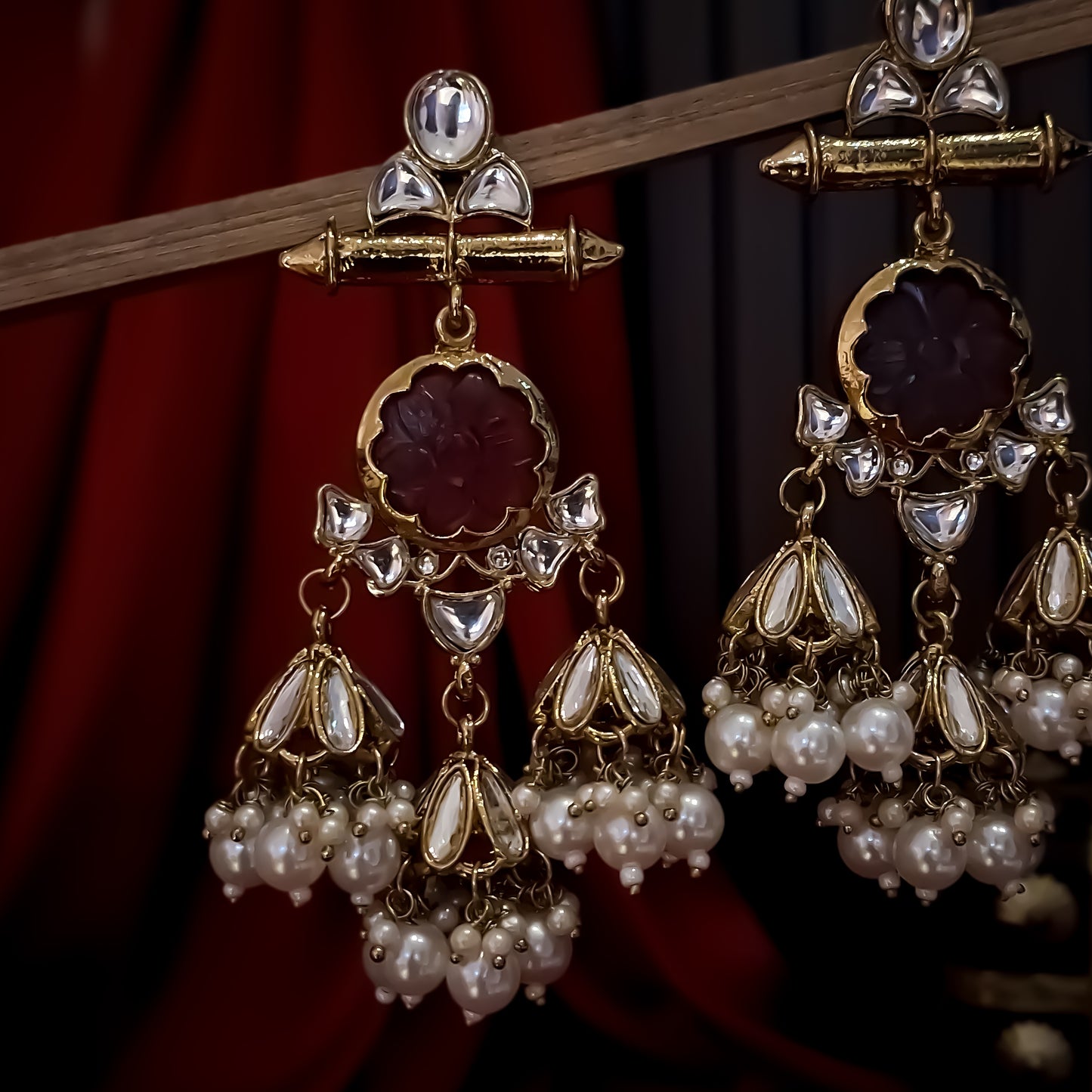 Sayani Chandbali Jhumka Earrings- Purple