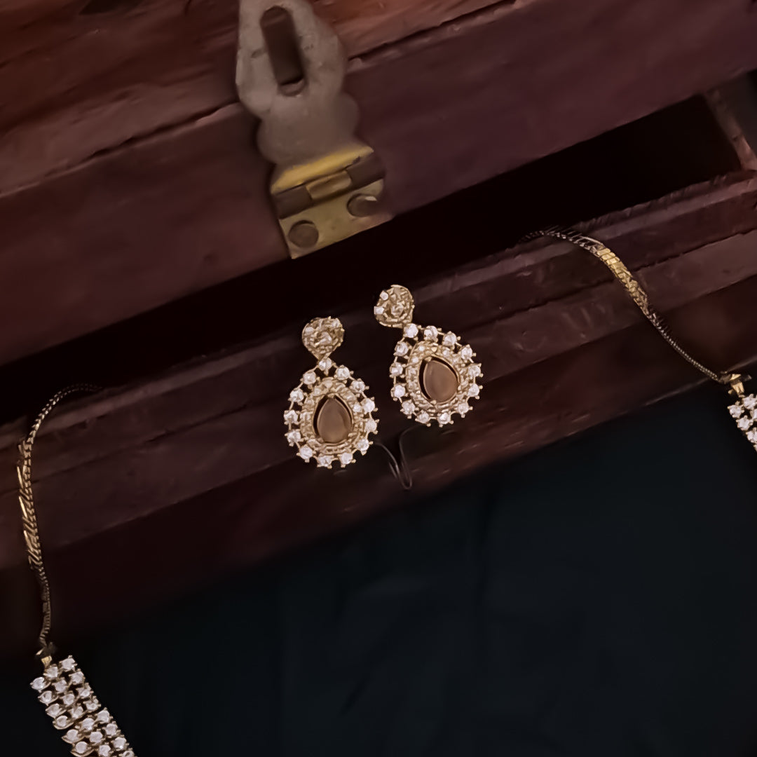 Nia Temple AD Necklace Set - Pastel Pink