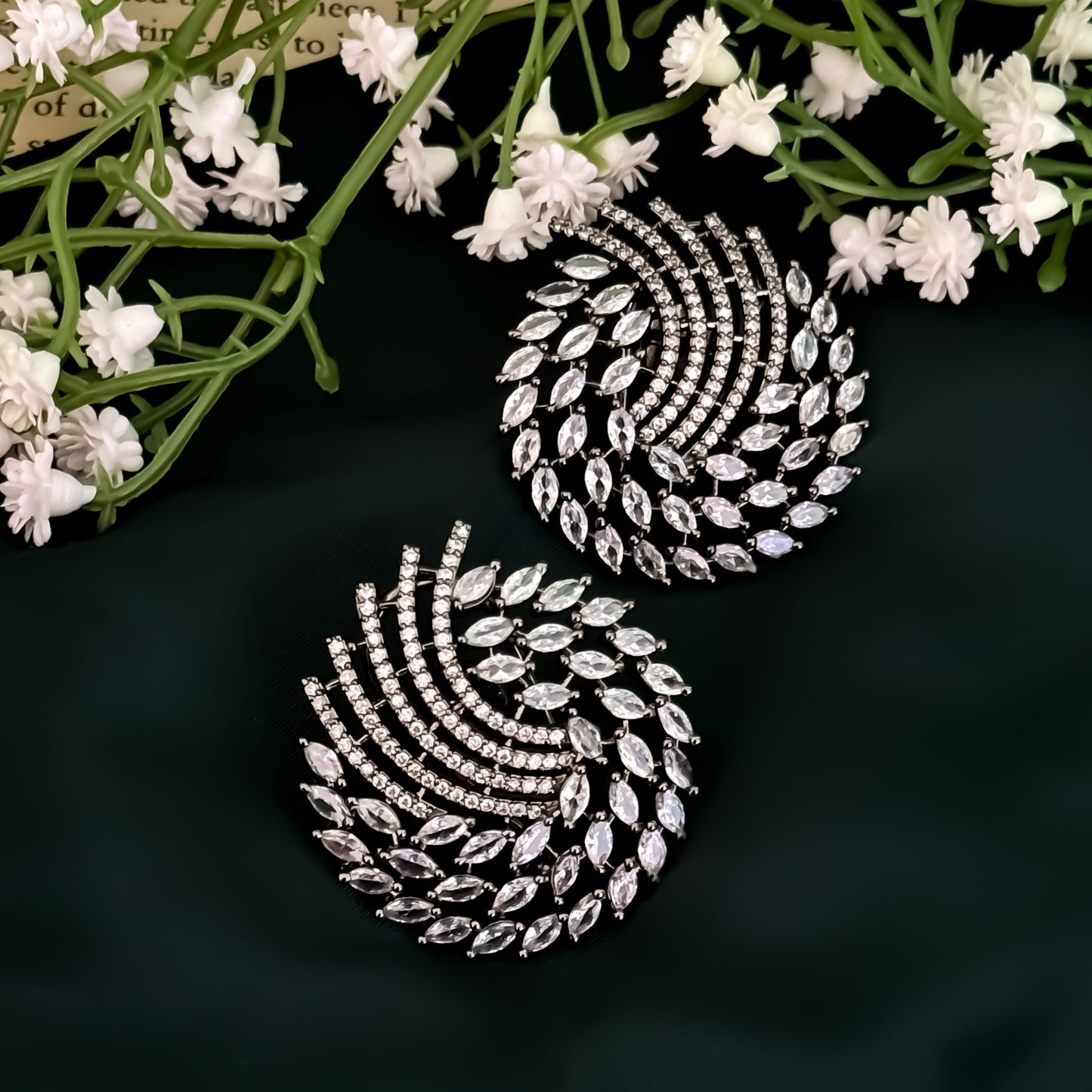 Keylin American Diamond Stud Earrings -Crystal White