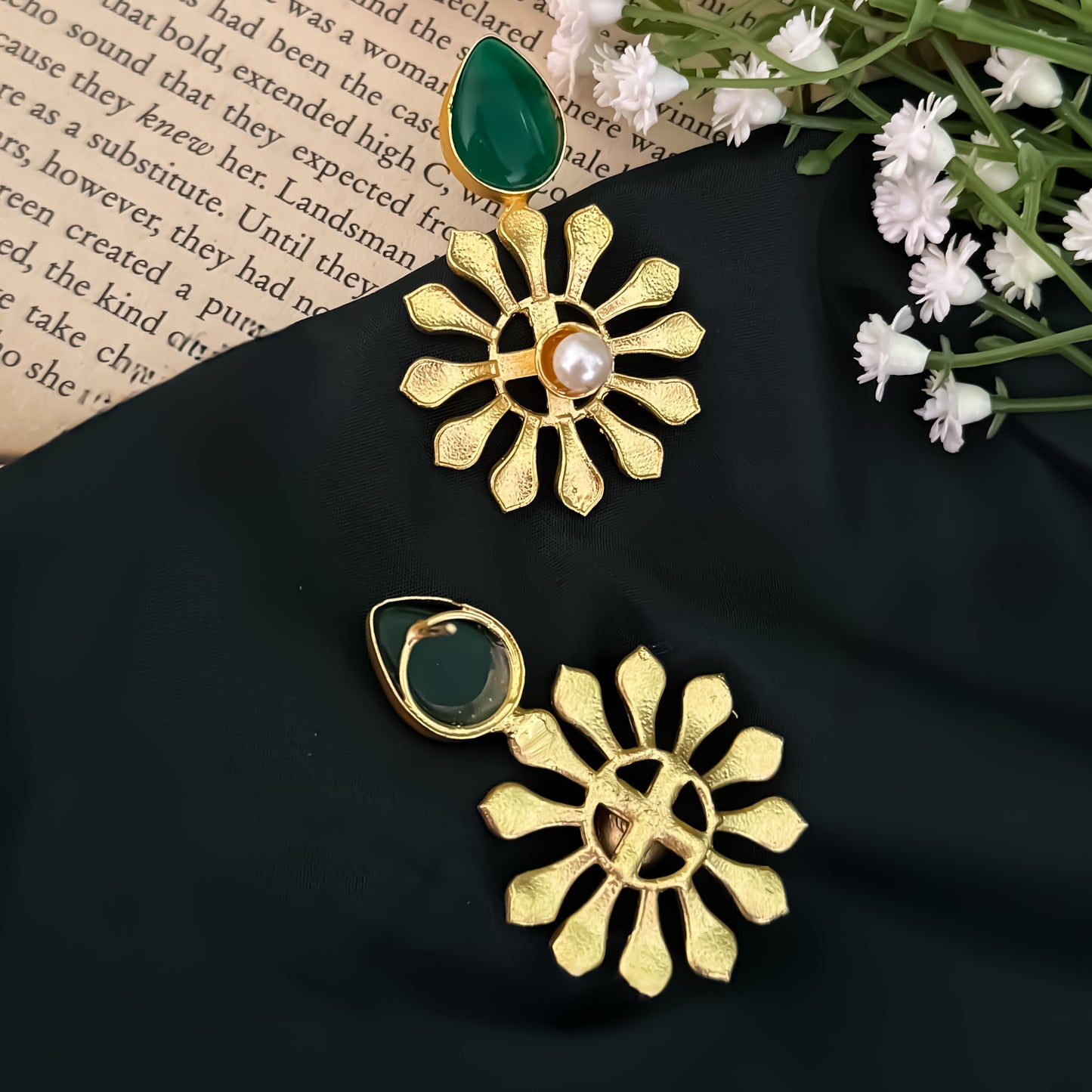 Brazy Brass Earrings - Green