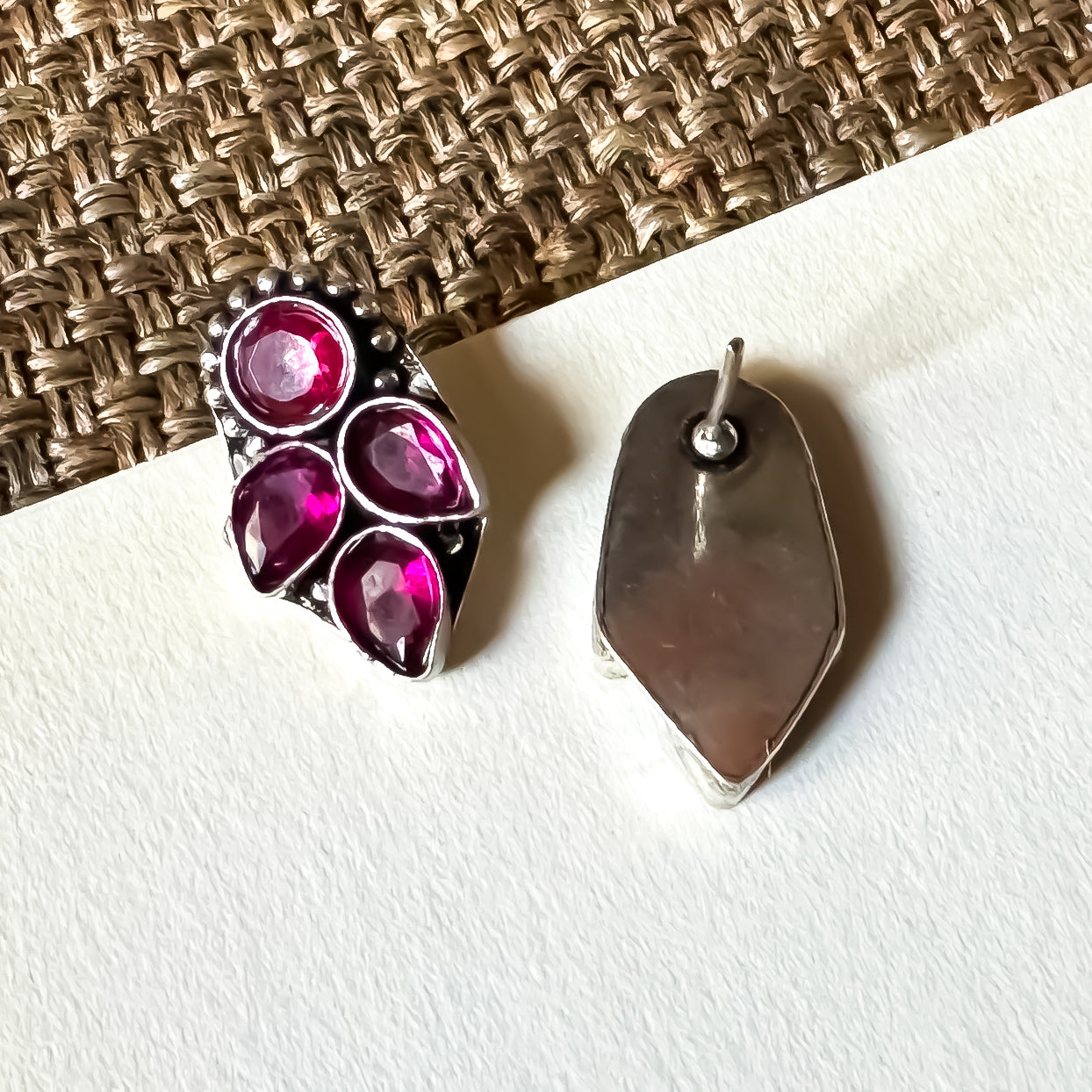 Suchitra Brass Stud Earrings - Purple