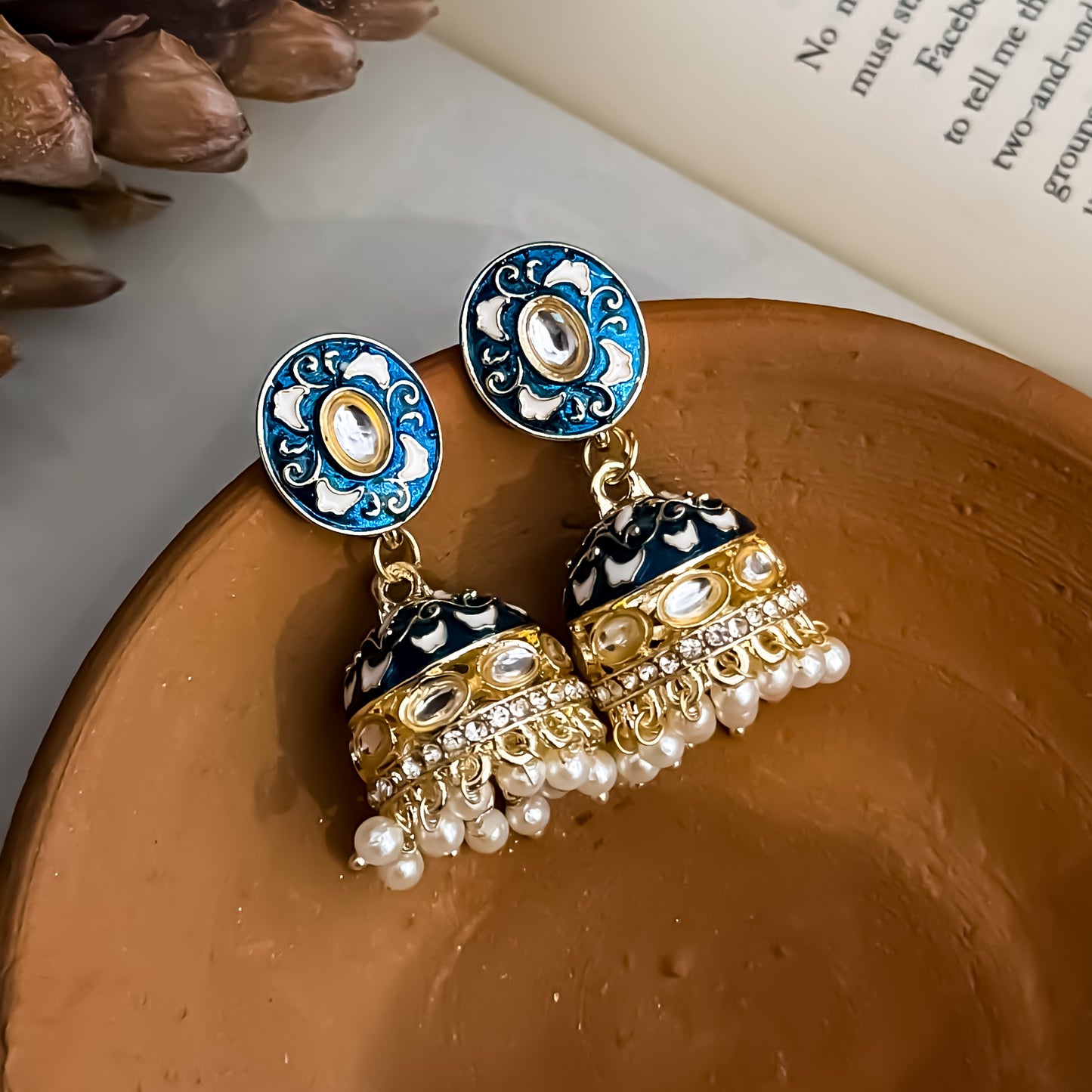 Malishka Meenakari Hasli Necklace Set - Peacock Blue