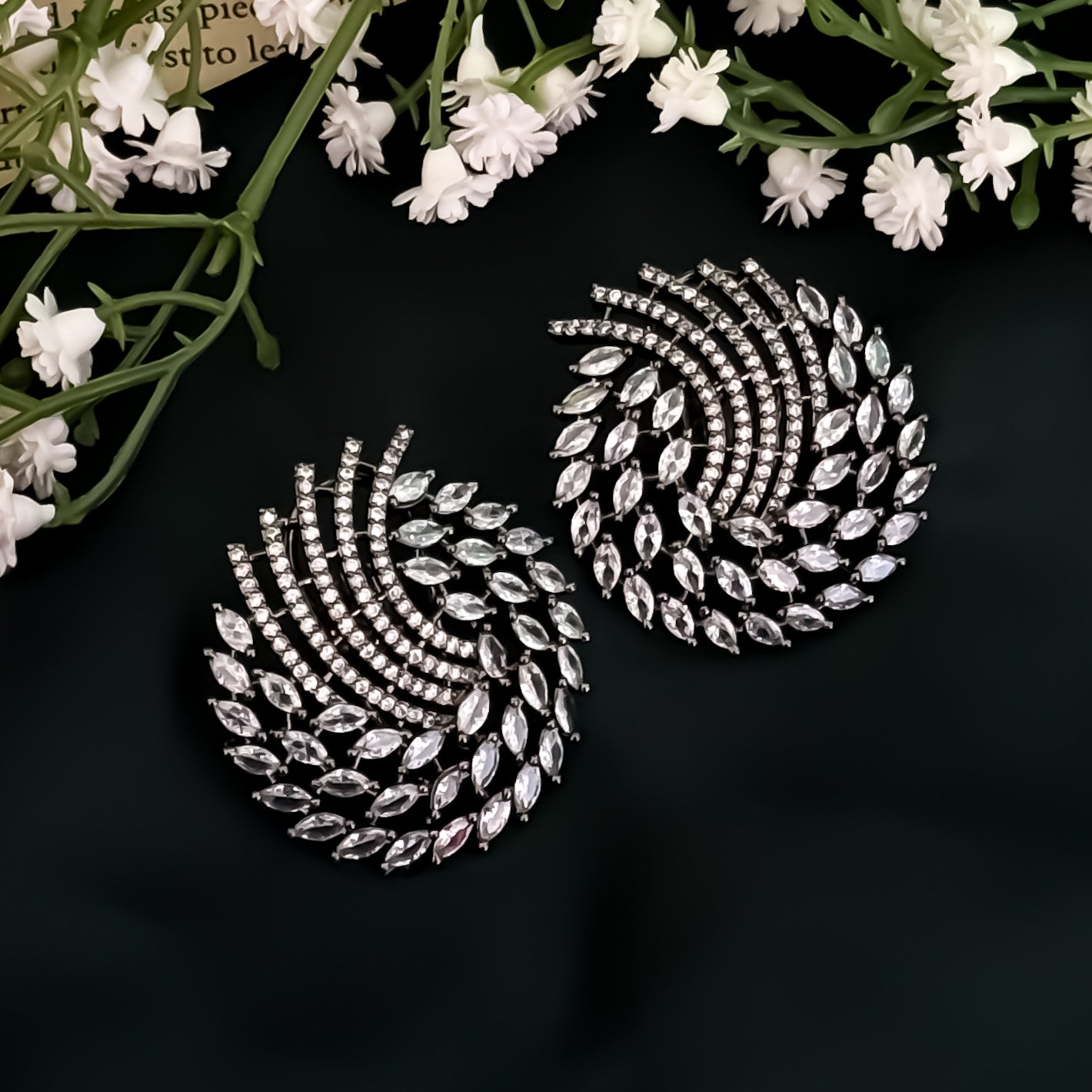 Keylin American Diamond Stud Earrings -Crystal White