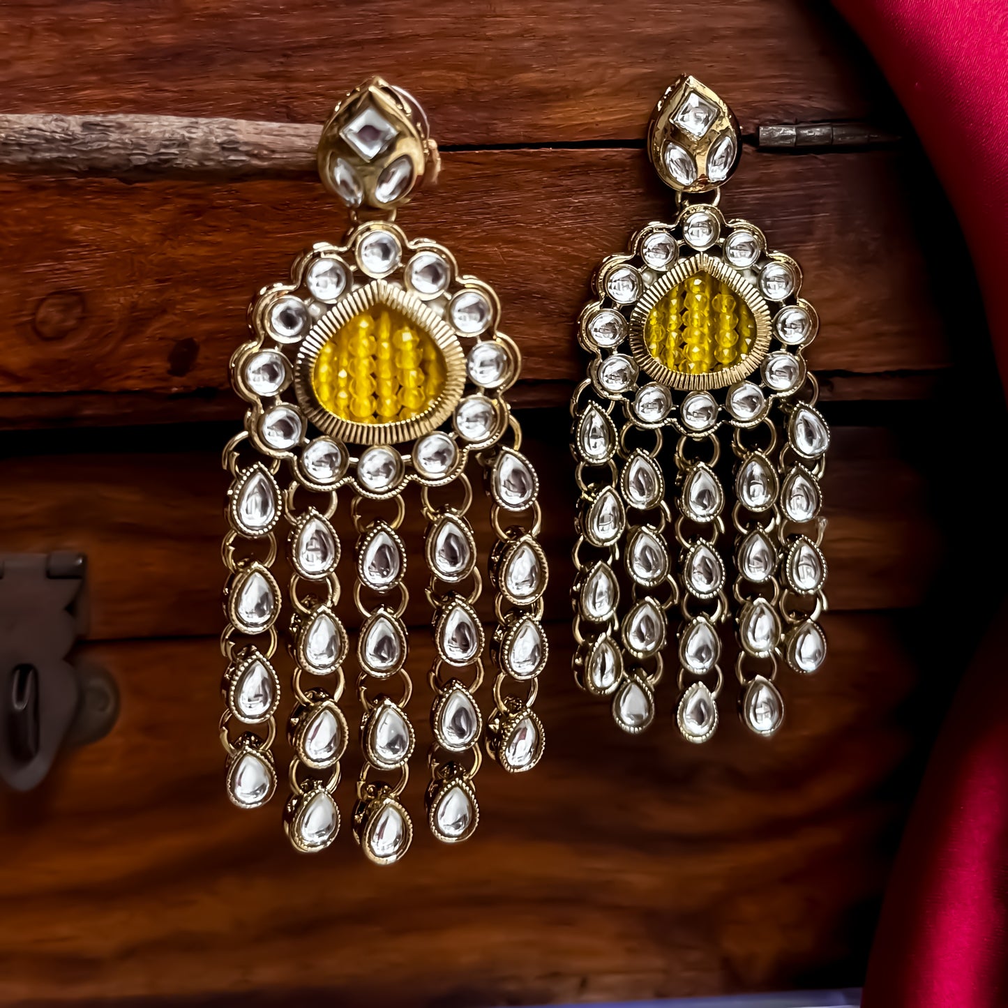 Darshana Chandbali Earrings-Yellow