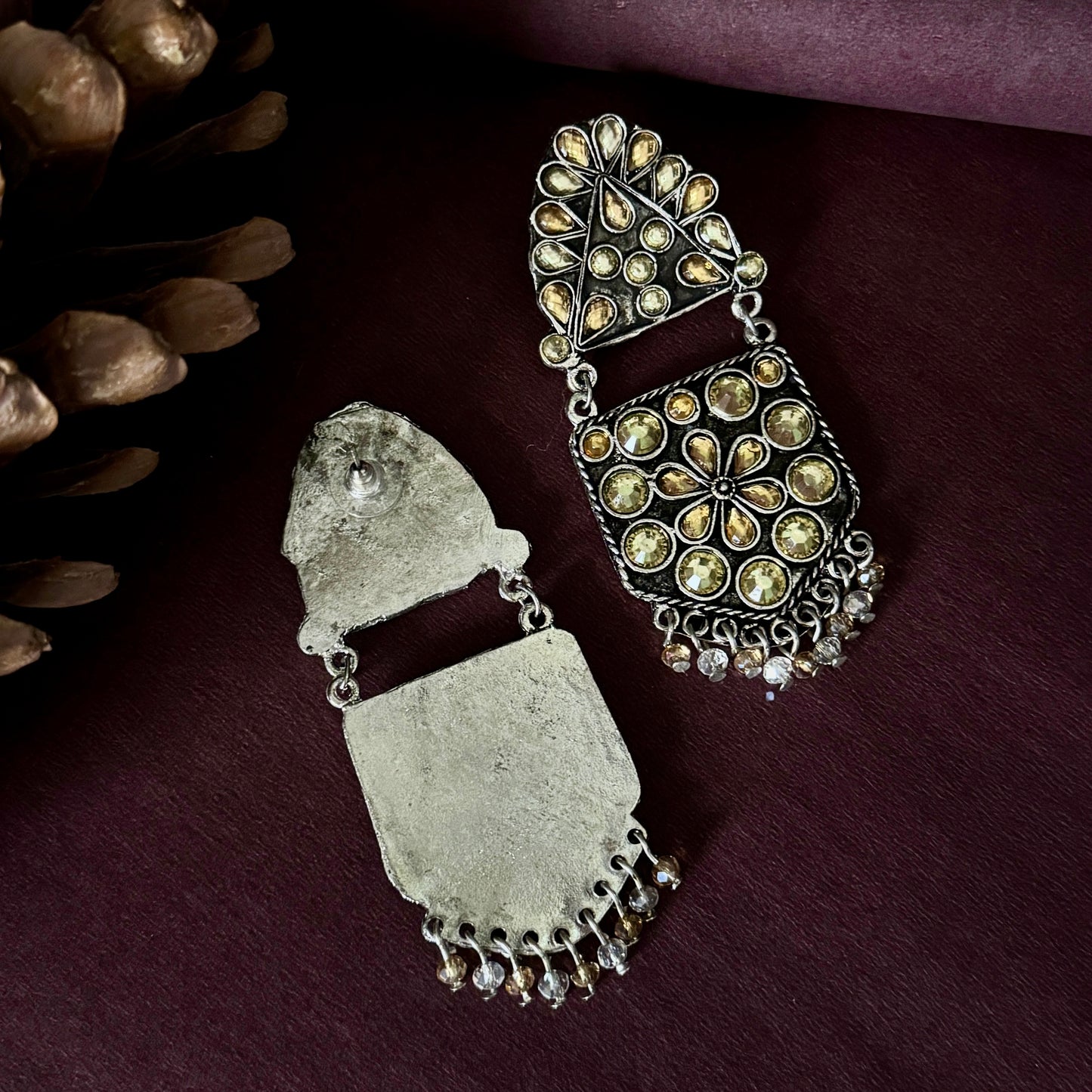 Raza SIlver Stone Studded Earring