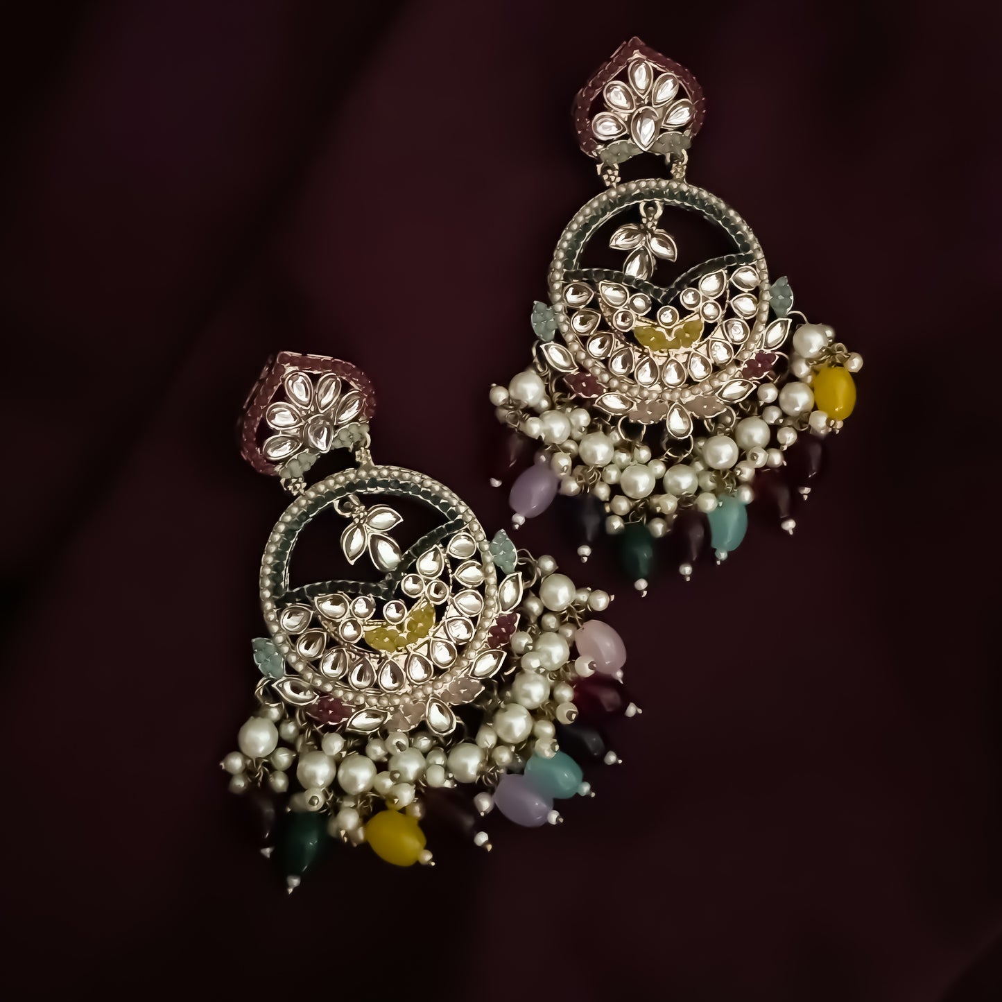 Zoya Jadau Chandbali Earrings -Multi