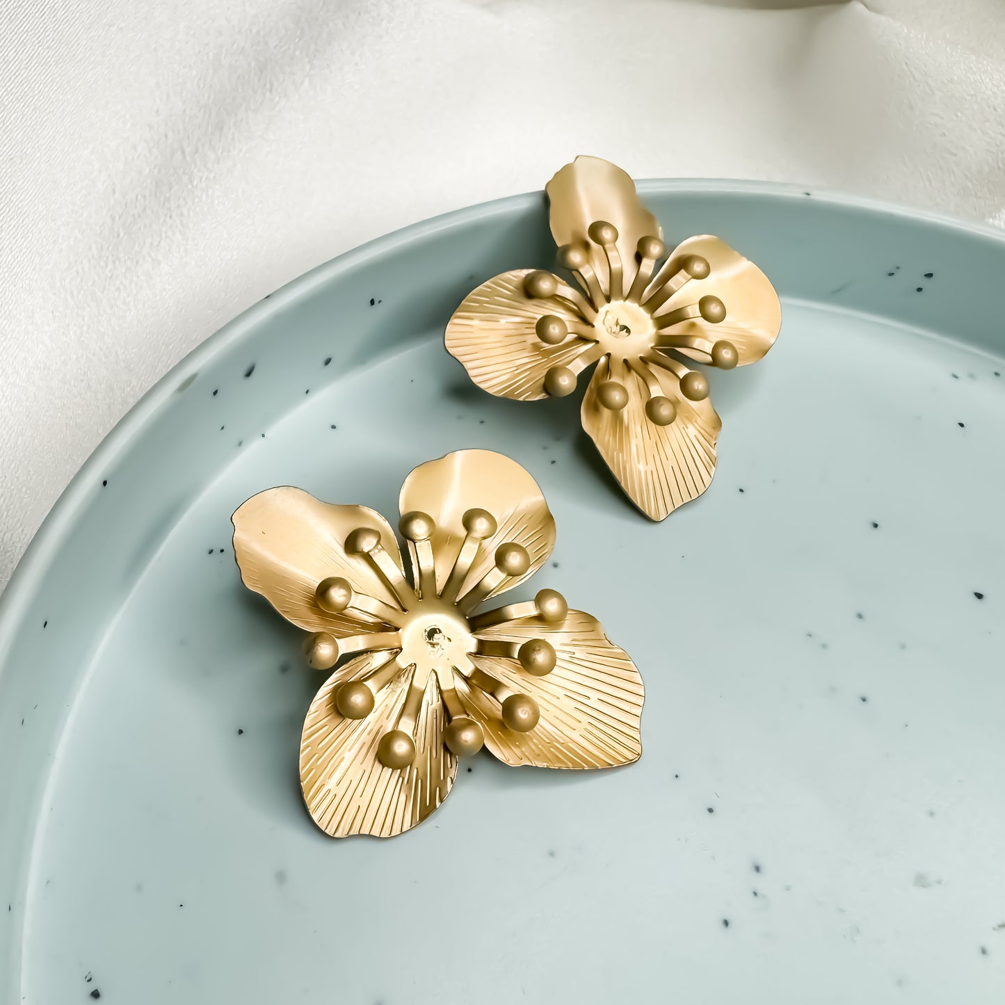Floral Bloom Matte Polish Stud Earrings