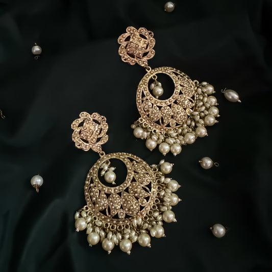 Deepika Inspired Jadau Chandbali Earring - Golden
