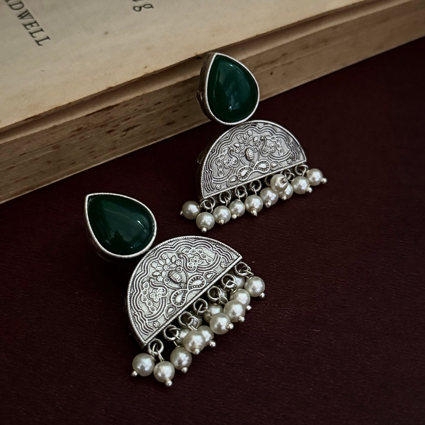 Monalisa SLA Brass Chandbali Earrings - Green