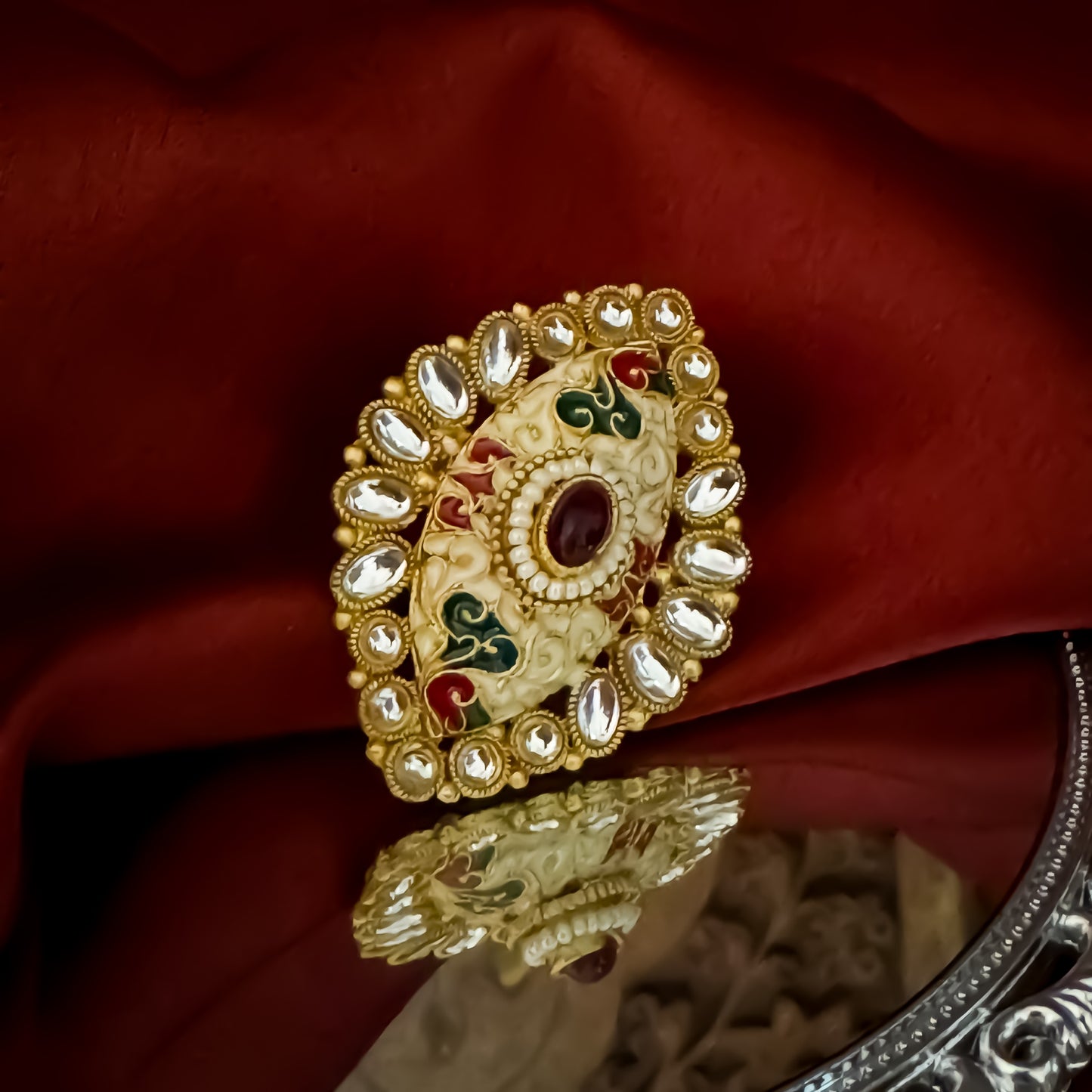 Kanchi Meenakari Ring - Golden