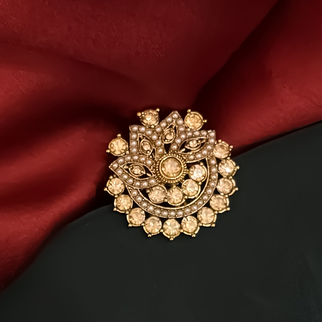 Aahira Jadau Adjustable Ring - Golden