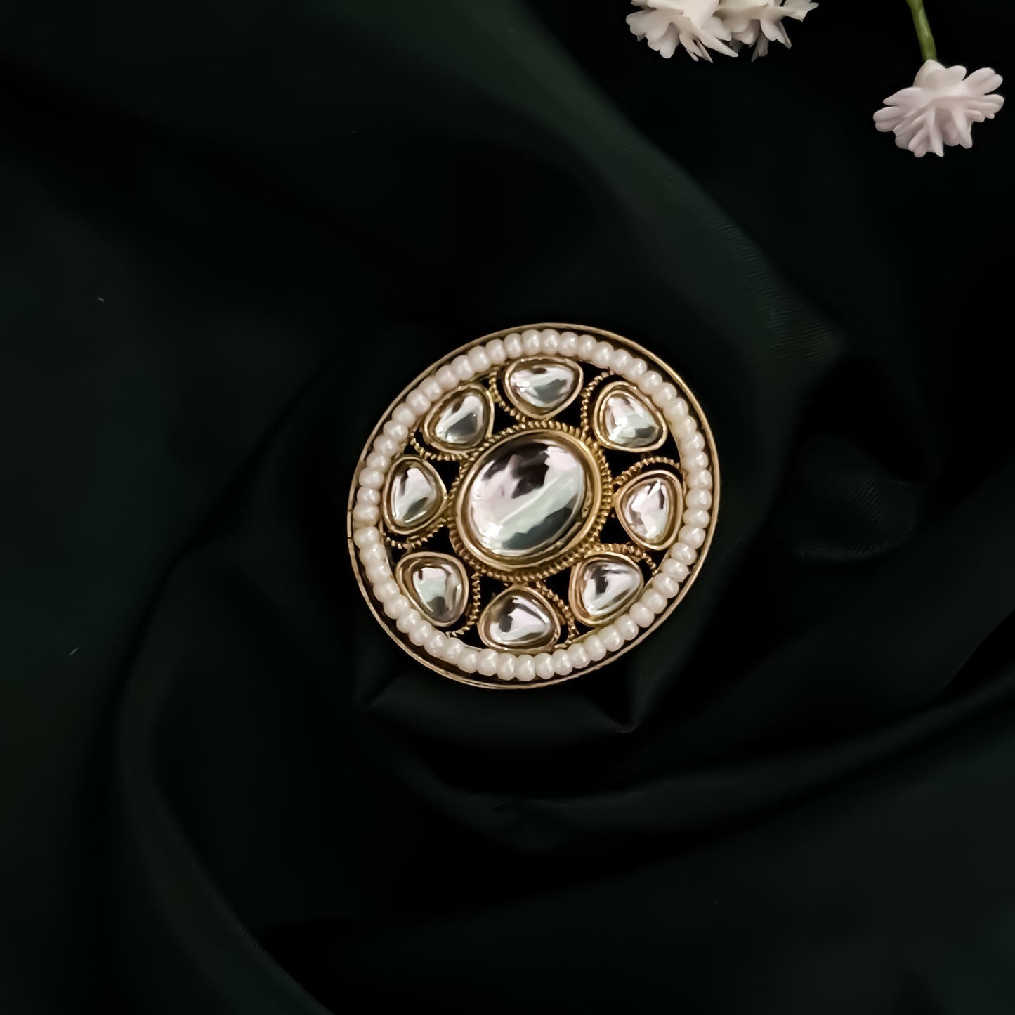 Trisha Dabi kundan Adjustable Ring