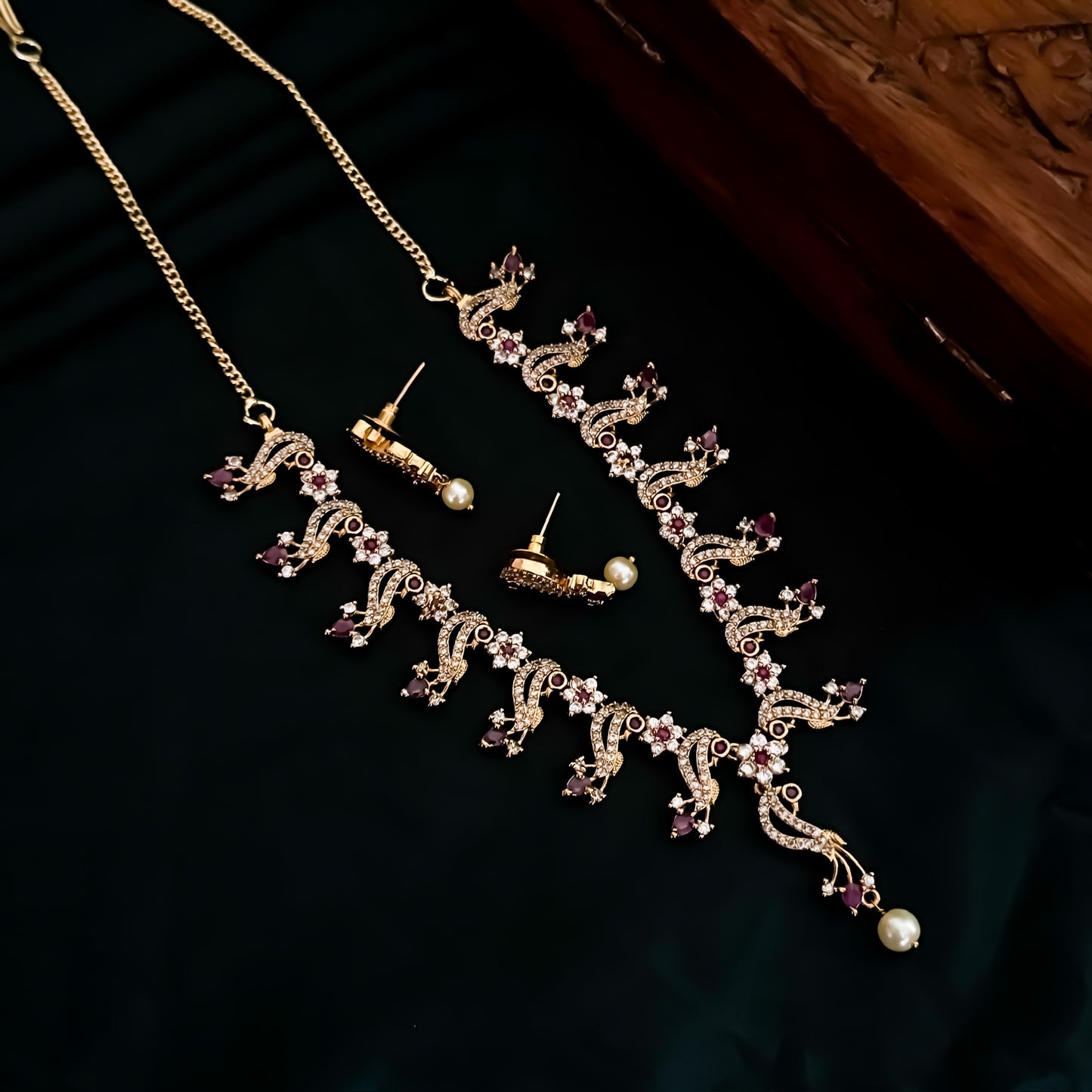 Peacock Pallete AD Necklace Set