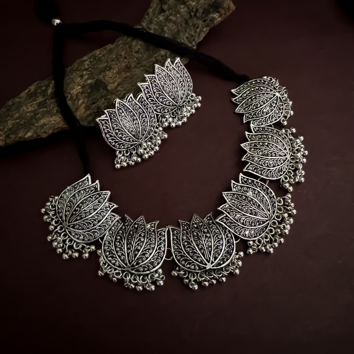 Lotus German Silver Necklace Set