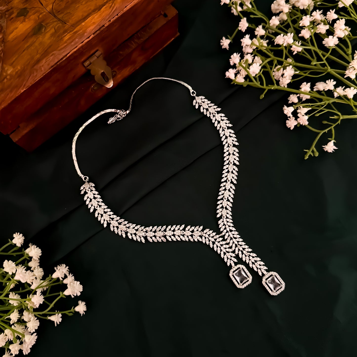 Deborah Designer Diamond Necklace Set - Crystal White