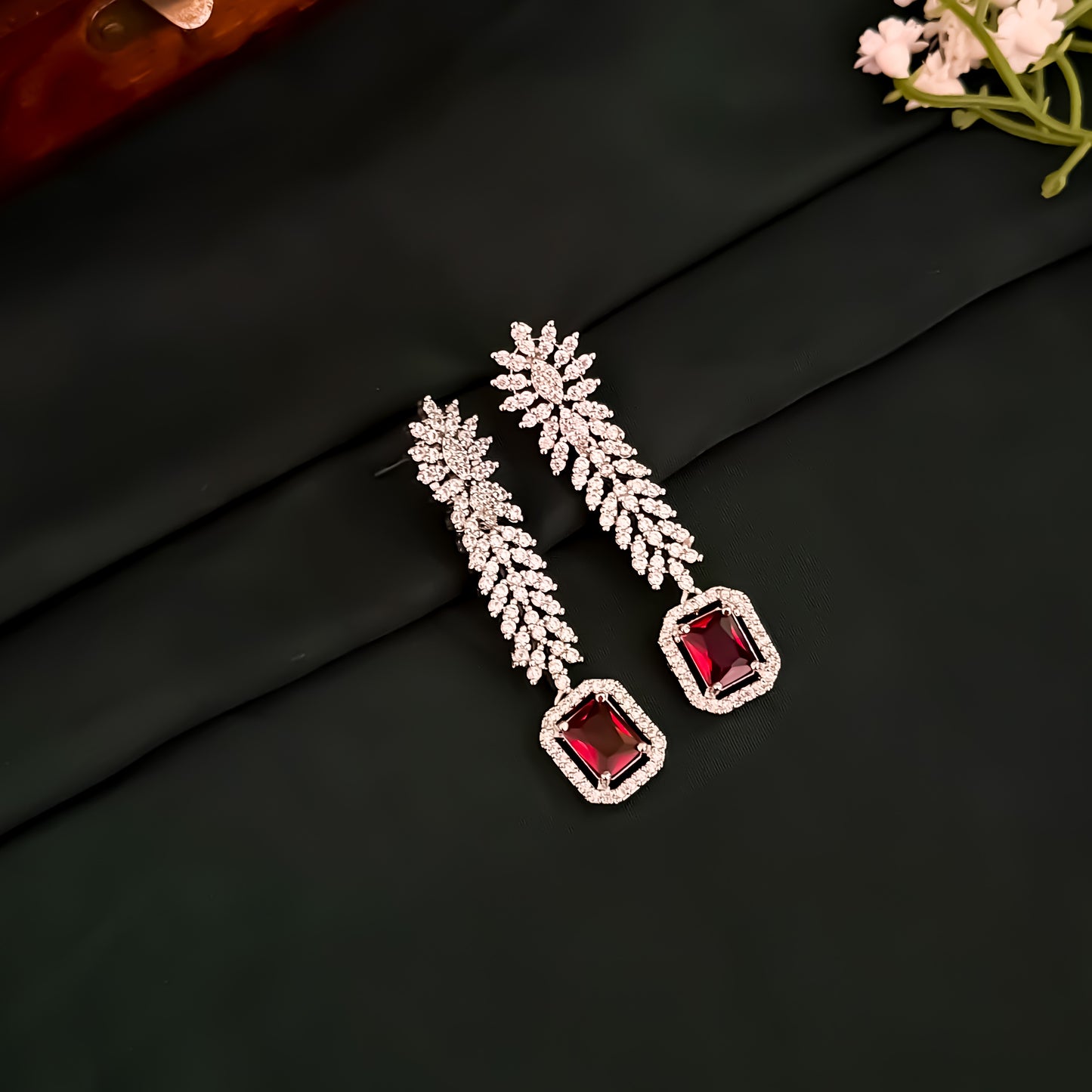 Deborah Designer Diamond Necklace Set - Ruby Red