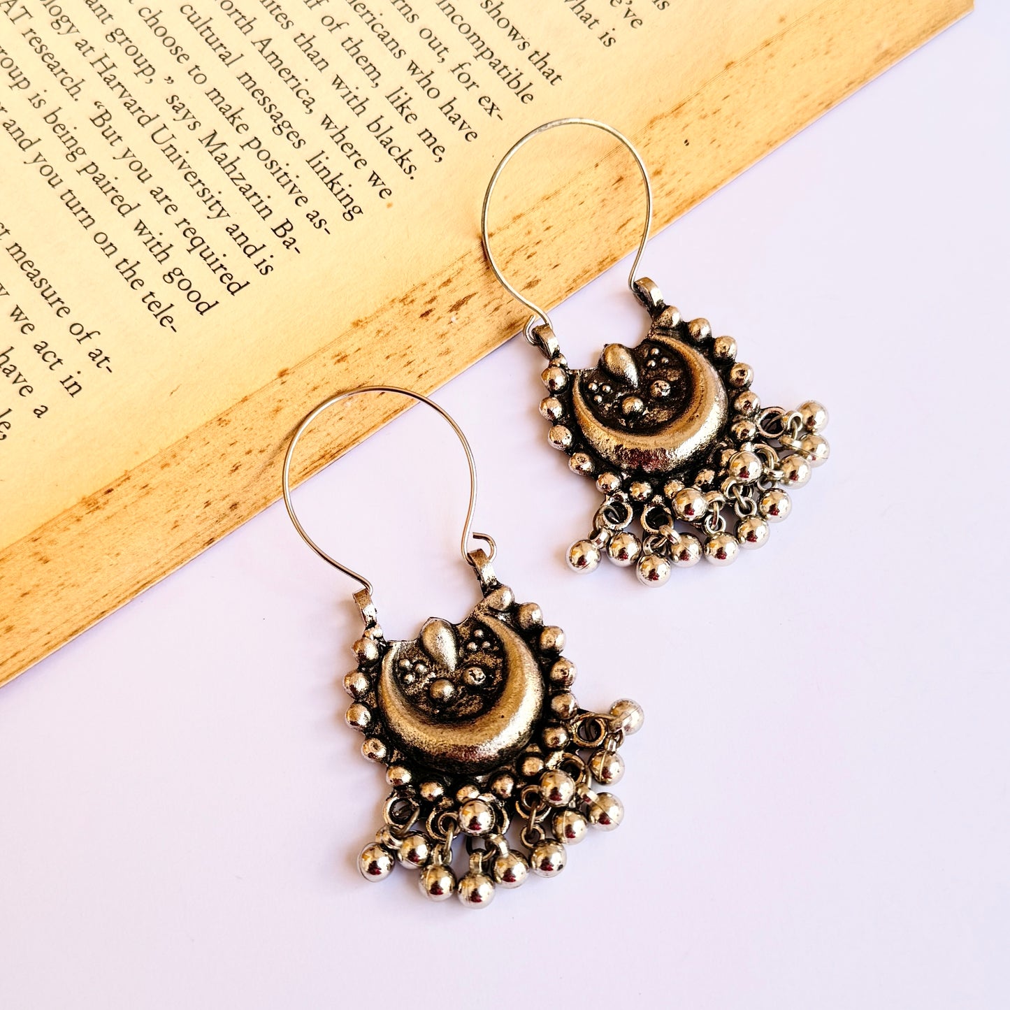 Farah Oxidized Chandbali Earrings