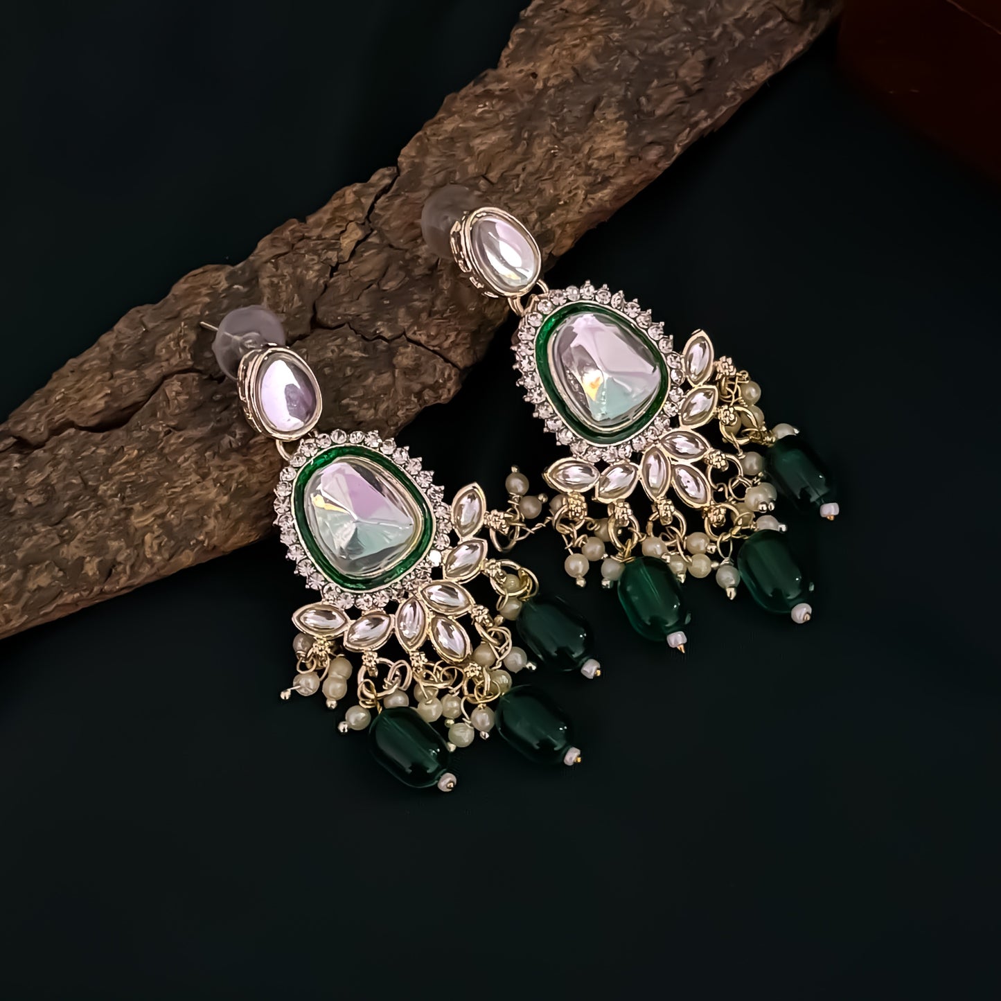 Kasish Kundan Necklace Set - Green