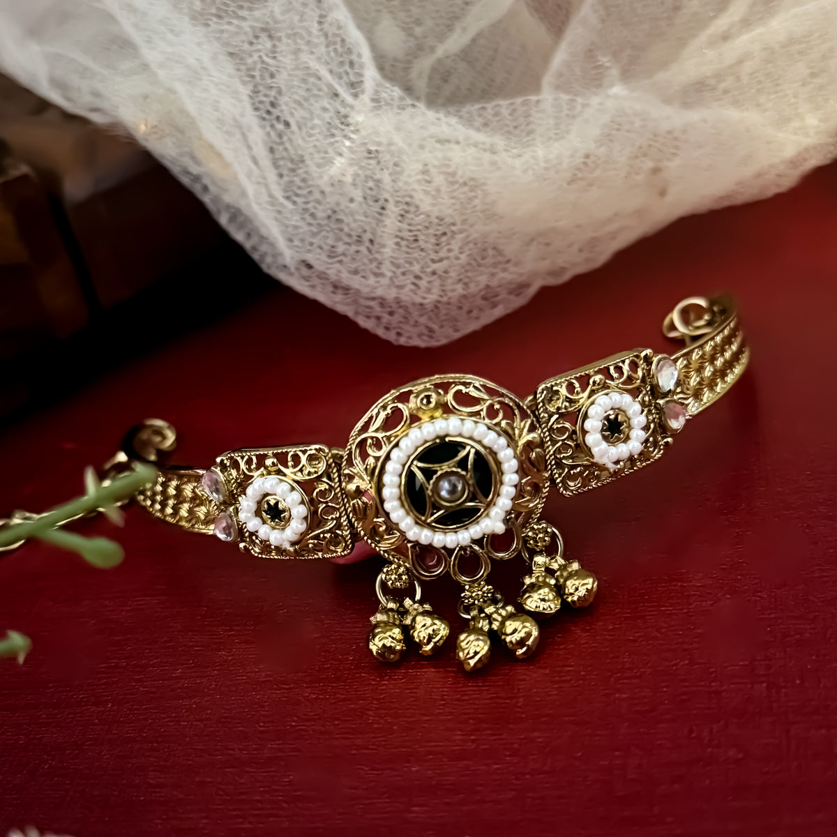 Green Sanaya Kashmiri Ghungroo Adjustable Bracelet