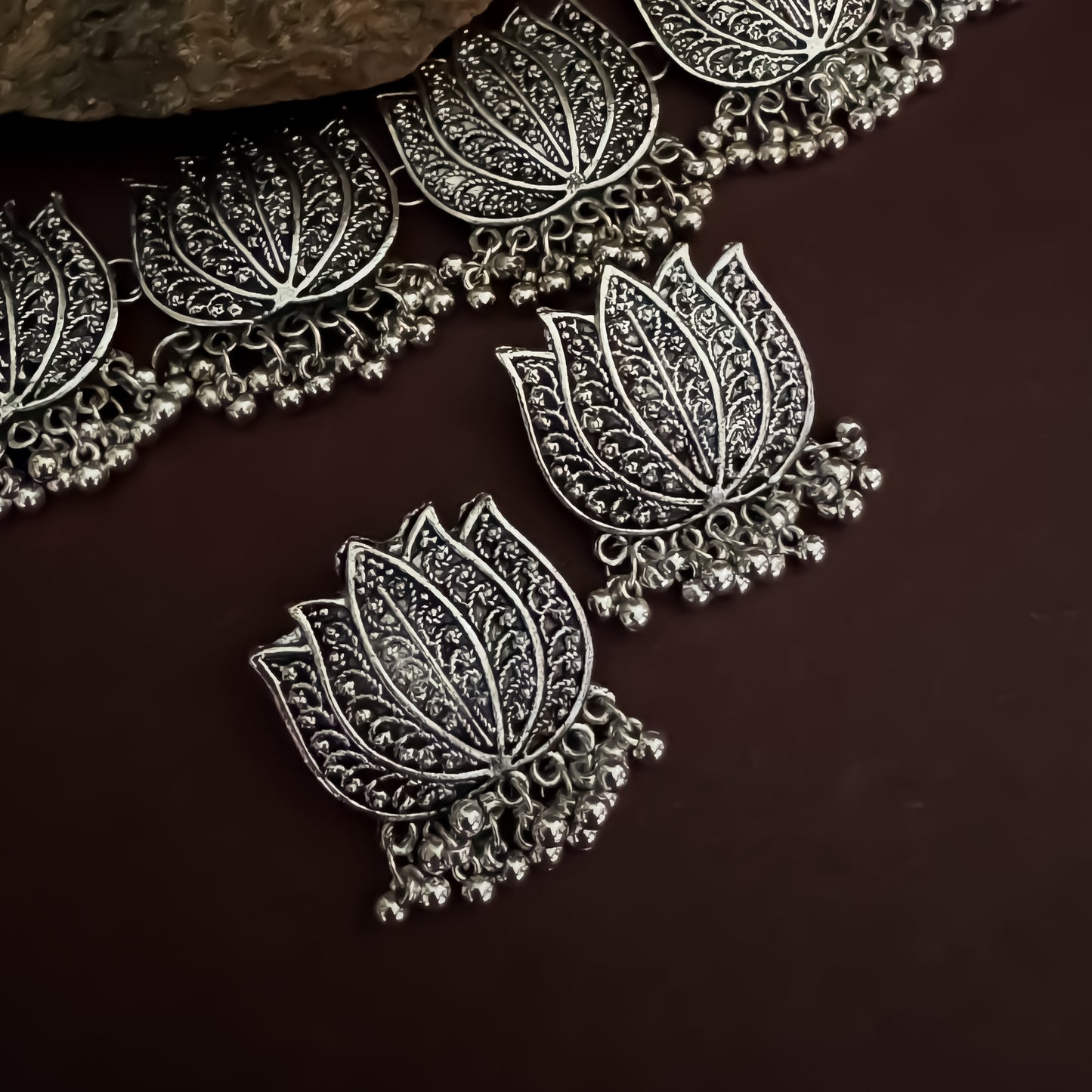 Lotus German Silver Necklace Set