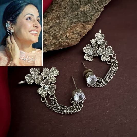 Hina Khan Inspired Earcuff Earrings-Zircon White