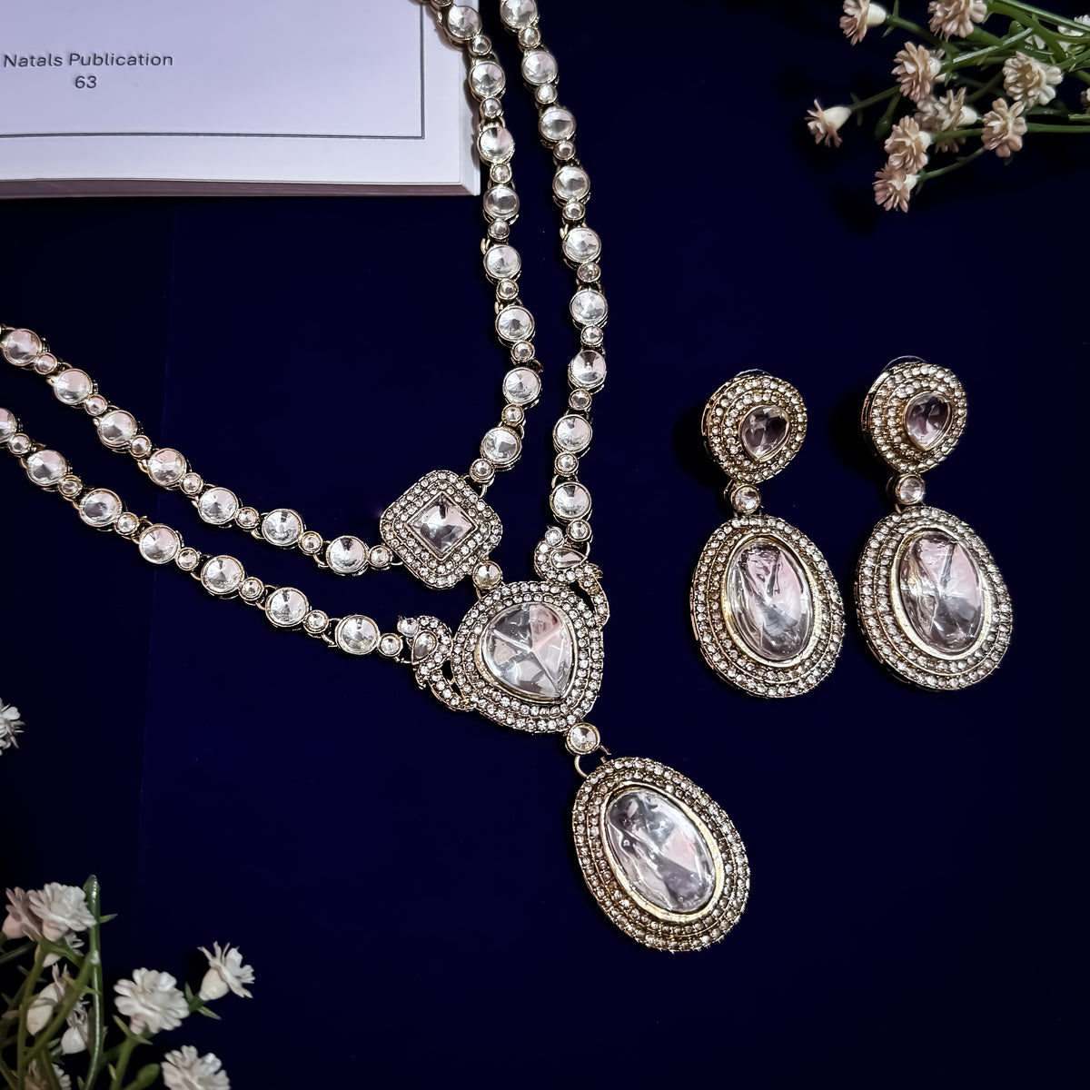 Golden Veronica Double Layer Polki Look Alike Necklace set