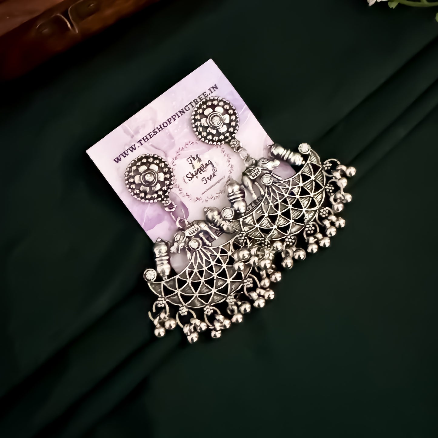 Anika Necklace Set with Earrings & Teeka -Silver